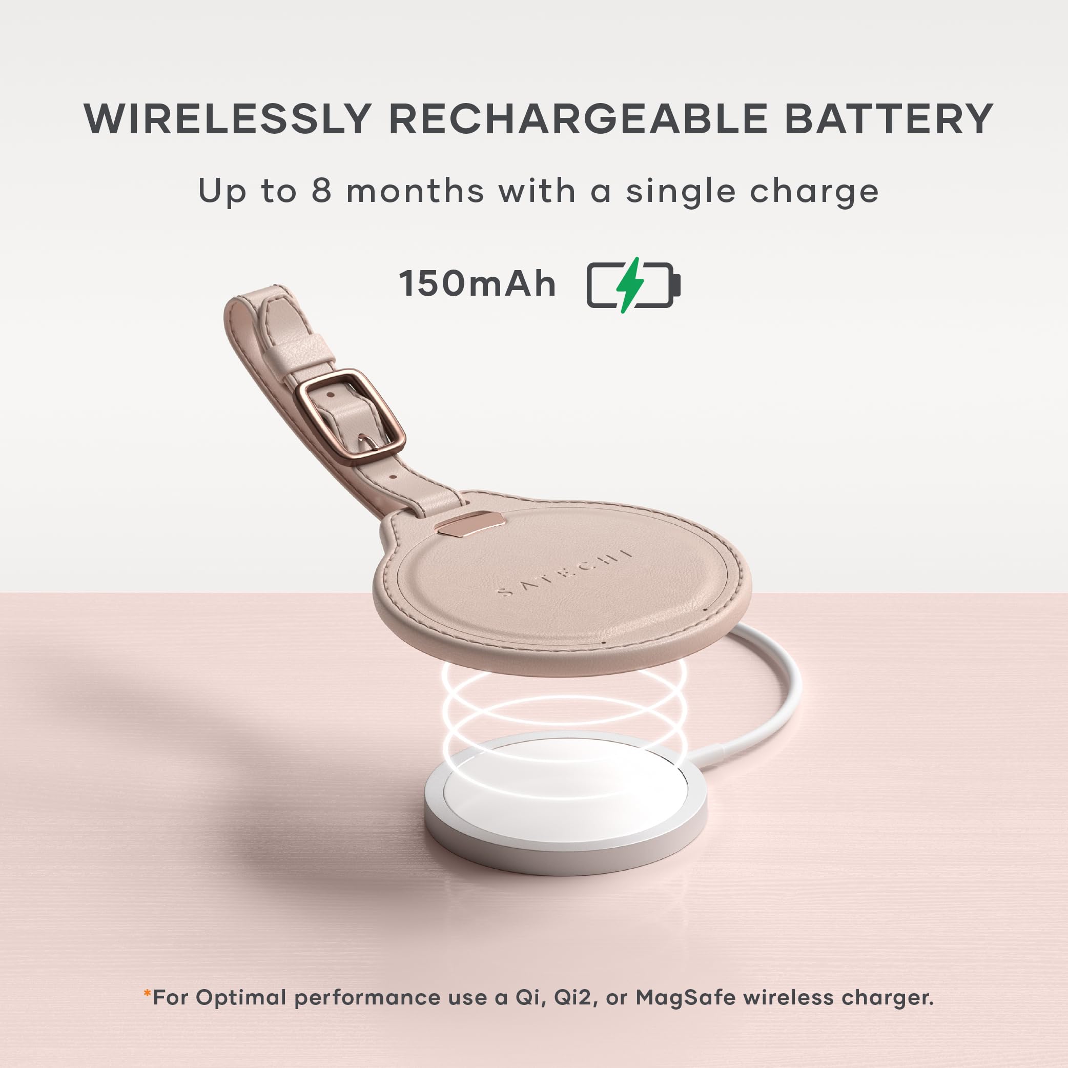 SATECHI Bundle FindAll Traceur GPS pour Bagage Recharge sans Fil (Rose Desert) et Localisateur de Cles (Noir)