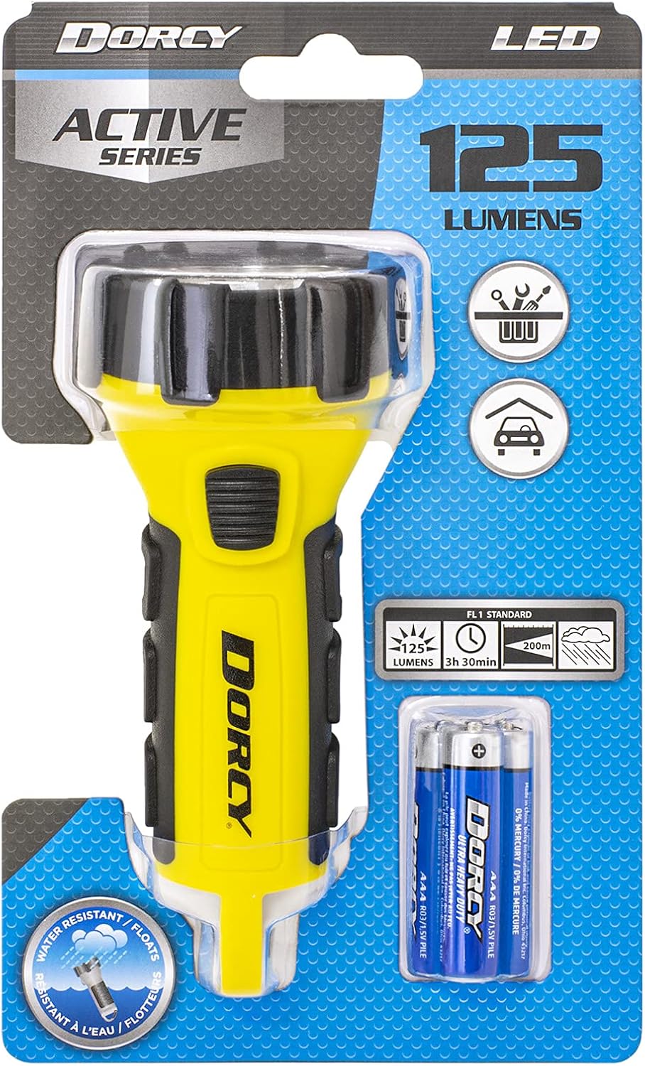 Dorcy 41-2522 3AAA LED Floating Flashlight with Carabiner Yellow, One Size