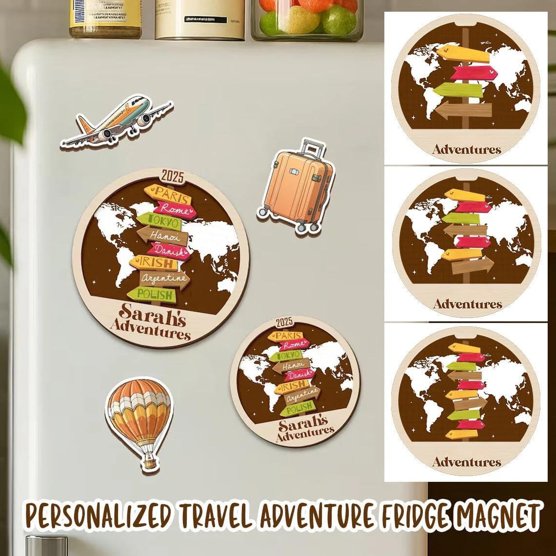Personalized Travel Adventure Fridge Magnet, Custom Destinations Fridge Magnet for Travelers, Travel Destination Fridge Magnet 2025, Travel Keepsake for Travelers, Travel Lovers Christmas Gifts