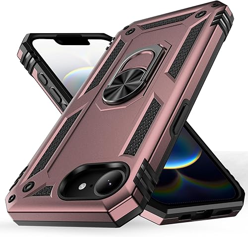 Miniatura 26 de Korecase Funda de teléfono para iPhone 16 con anillo giratorio de 360°, grado militar, a prueba de golpes, cuerpo completo, protección resistente