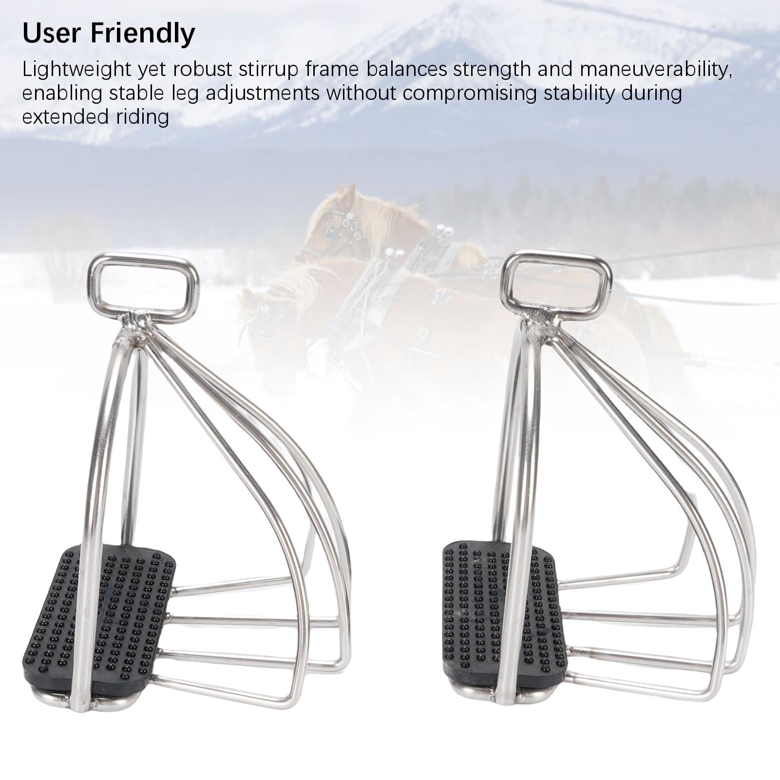 CHICIRIS Ejera de Jaula Segura para Caballos, Almohadilla sin Deslizamiento de Acero Inoxidable con Estribos de Caballo para Accesorios Ecuestres