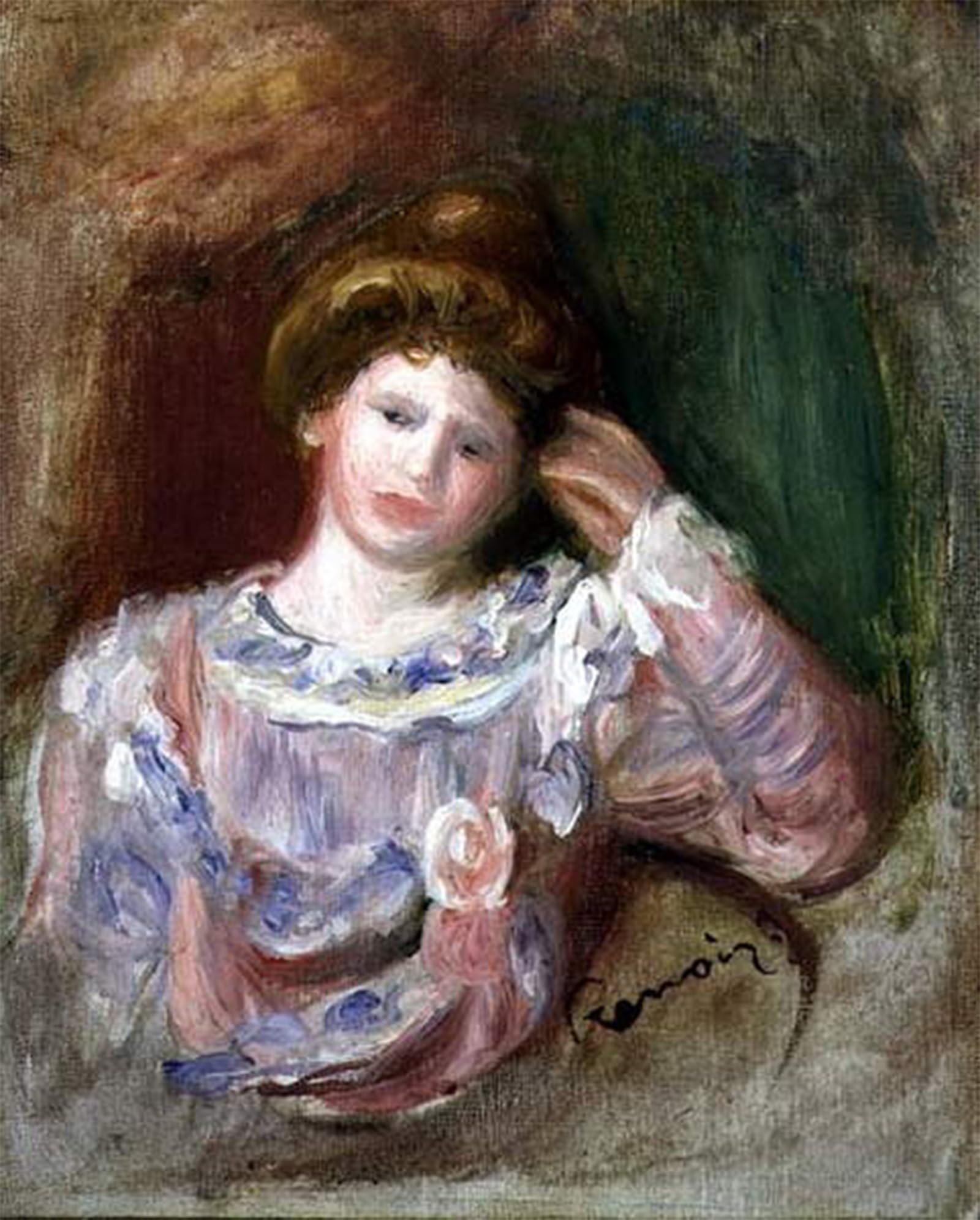 SERENDIPITP Vintage Wall Art Canvas Nordic Poster Canvas Print Picture Woman with Her Head in Her Hand by Pierre Auguste Renoir Wall Art Poster for Home Decor 60x90cm