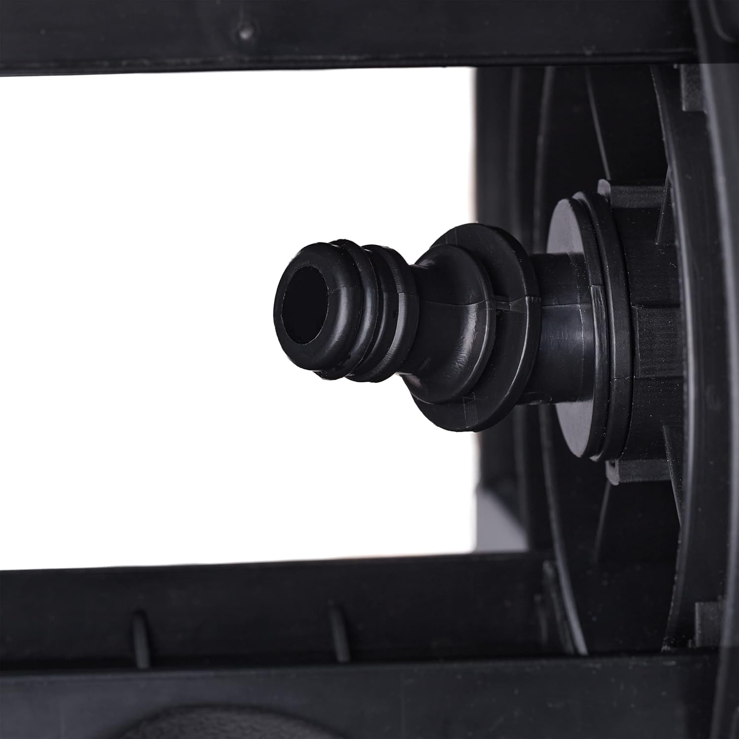 Close-up of hose connection on reel