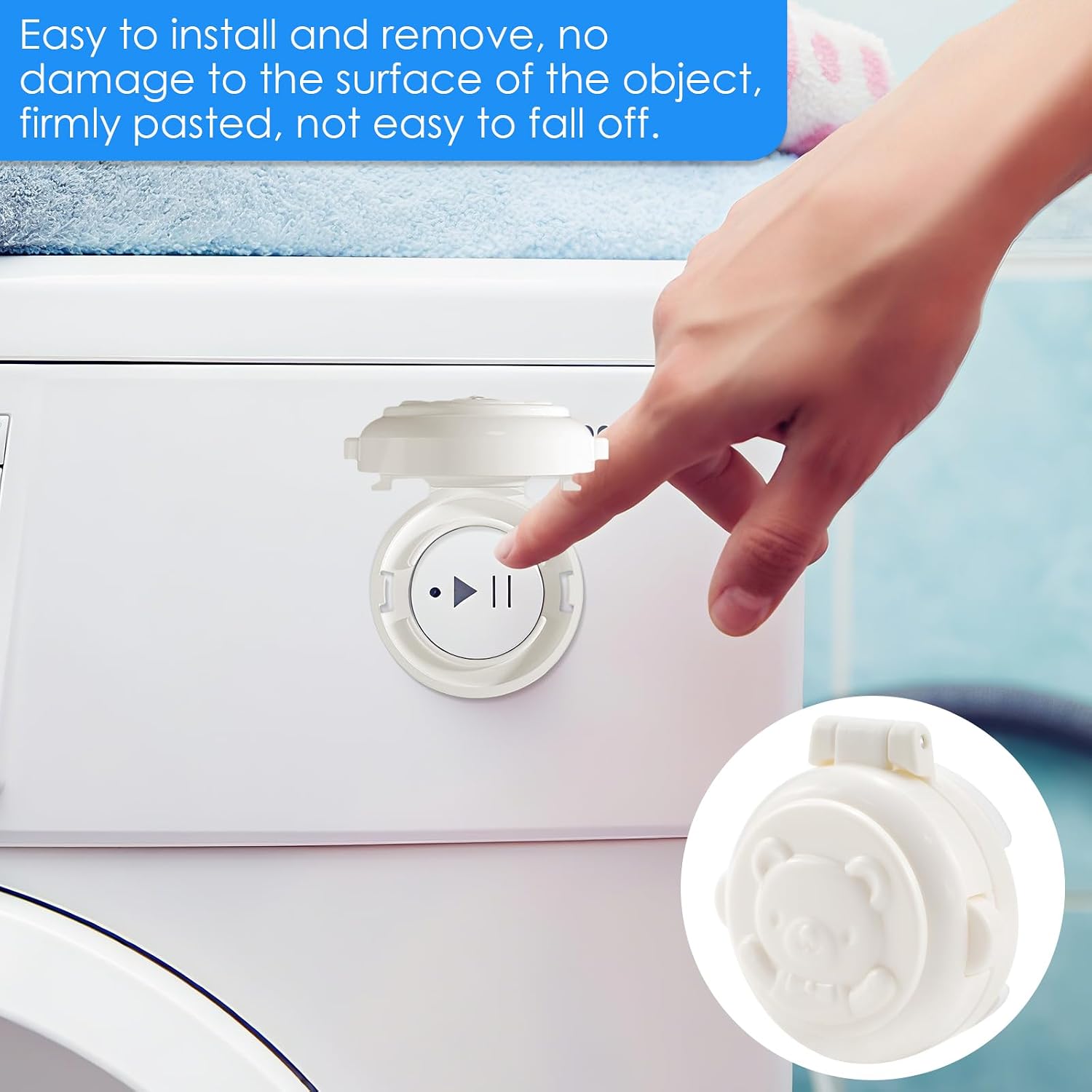 4Pcs Children Safety Button Security Lock, Button Safety Lock Prevent from Baby Pressing, Car Computer Washing Machine Start Button Protection Cover