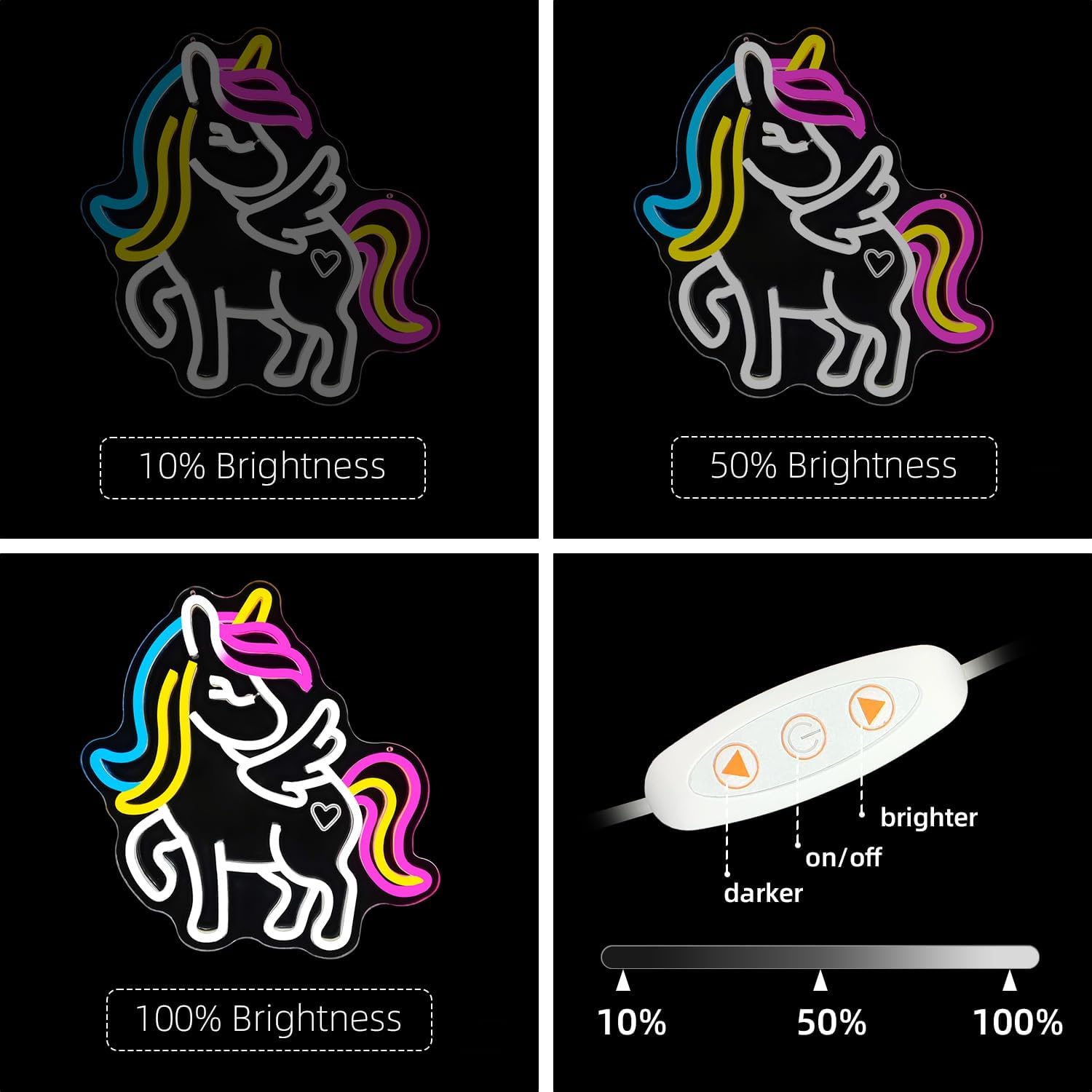 Unicorn Neon Sign Colorful Unicorn Neon Signs for Wall Decor Dimmable Unicorn Led Sign USB Unicorn Neon Lights for Bedroom Party Kids Room Christmas Birthday Unicorn Gifts - Image 5