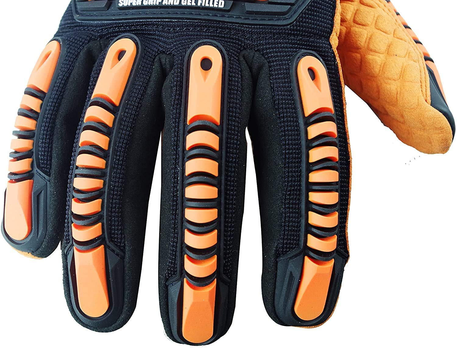 Seibertron HIGH-VIS SDXO2 Super Grip et des gants remplis de gel avec protection d'impact/oléofuge haute résistance aux chocs de sécurité avec des protecteurs impacts des mines gant L