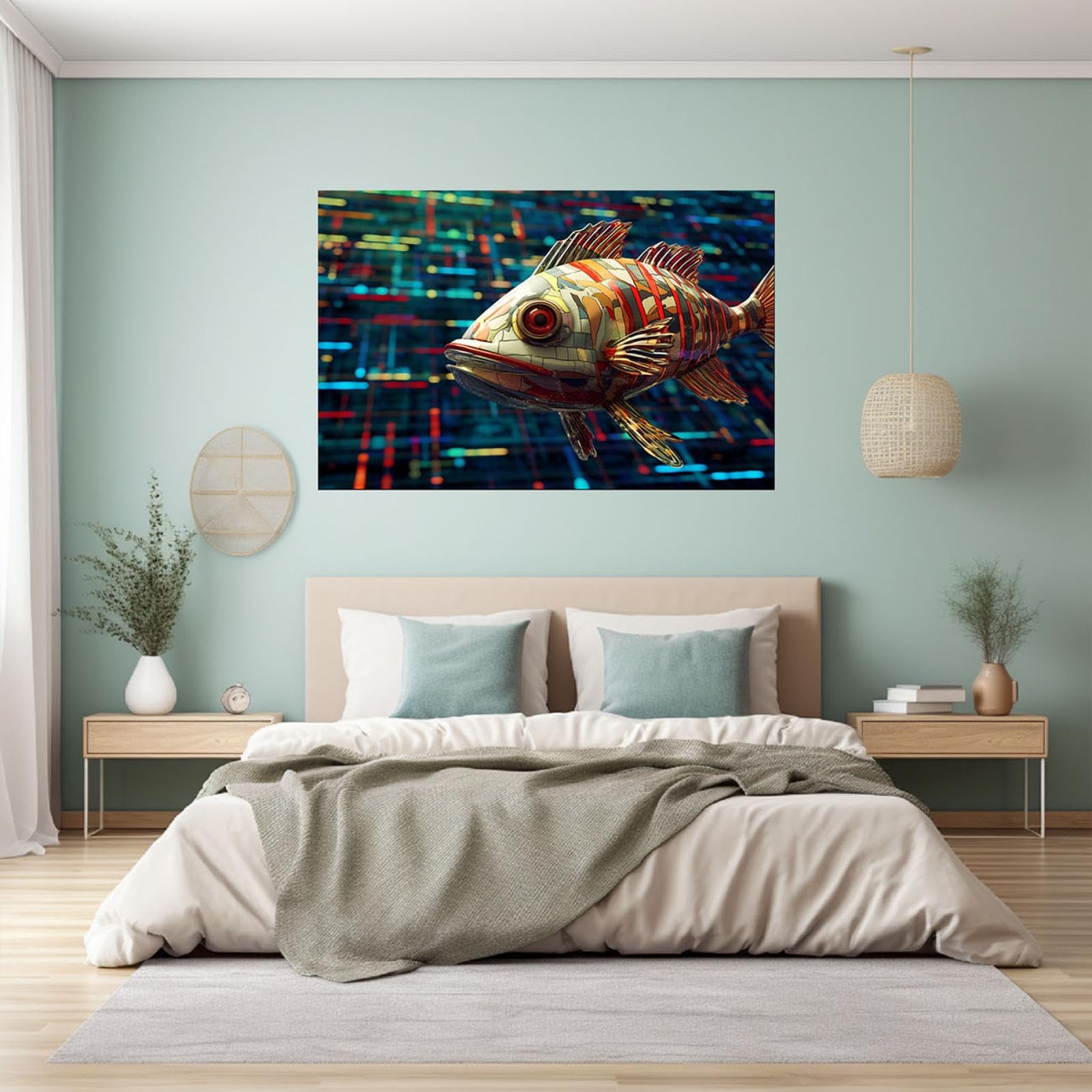 JOSUE Para los hombres Animales abstractos Cuadros Y LáMinas Lienzo,Rojo,Azul Cuadro Cartel Sala De Estar Cuarto De BañO Comedor-70x100cm Enmarcado
