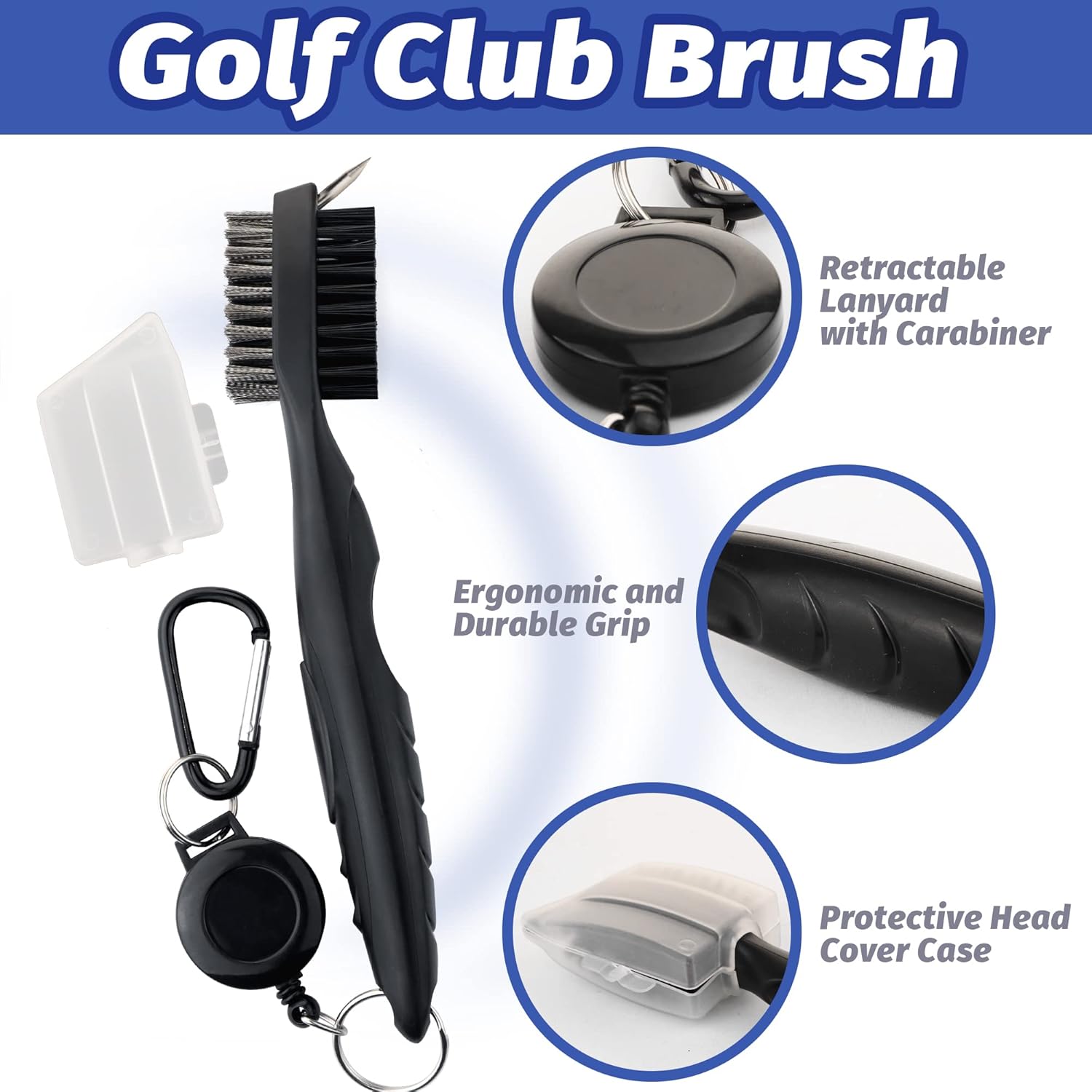 Golf Towel Set - 3 Microfiber Waffle Pattern Golf Towels & Club Brush & Divot Repair Tool, Accessories for Men & Women - Image 8