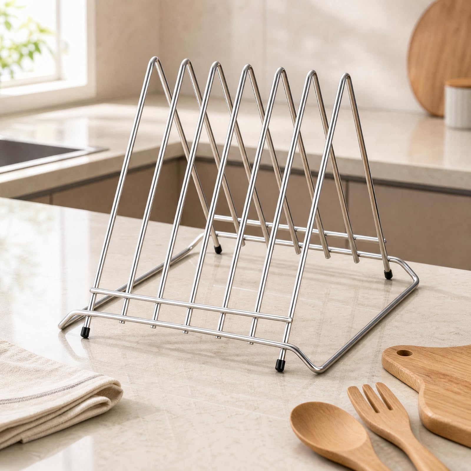 Gralara tagliere da Appoggio in Filo di Acciaio Inox Resistente tagliere con Sei Scomparti Antiscivolo per, Stile A