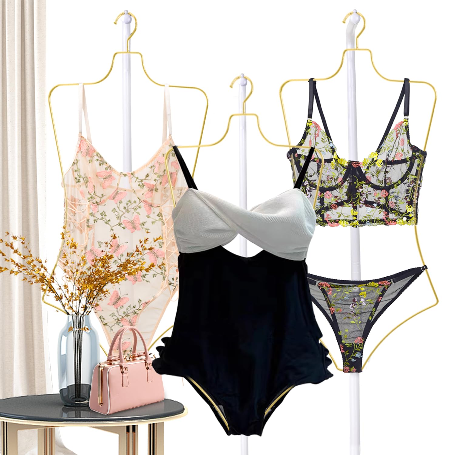 2 Supports Maillot De Bain STOBAZA - Cintres Métal Pour Lingerie, Écharpes, Présentation Magasin
