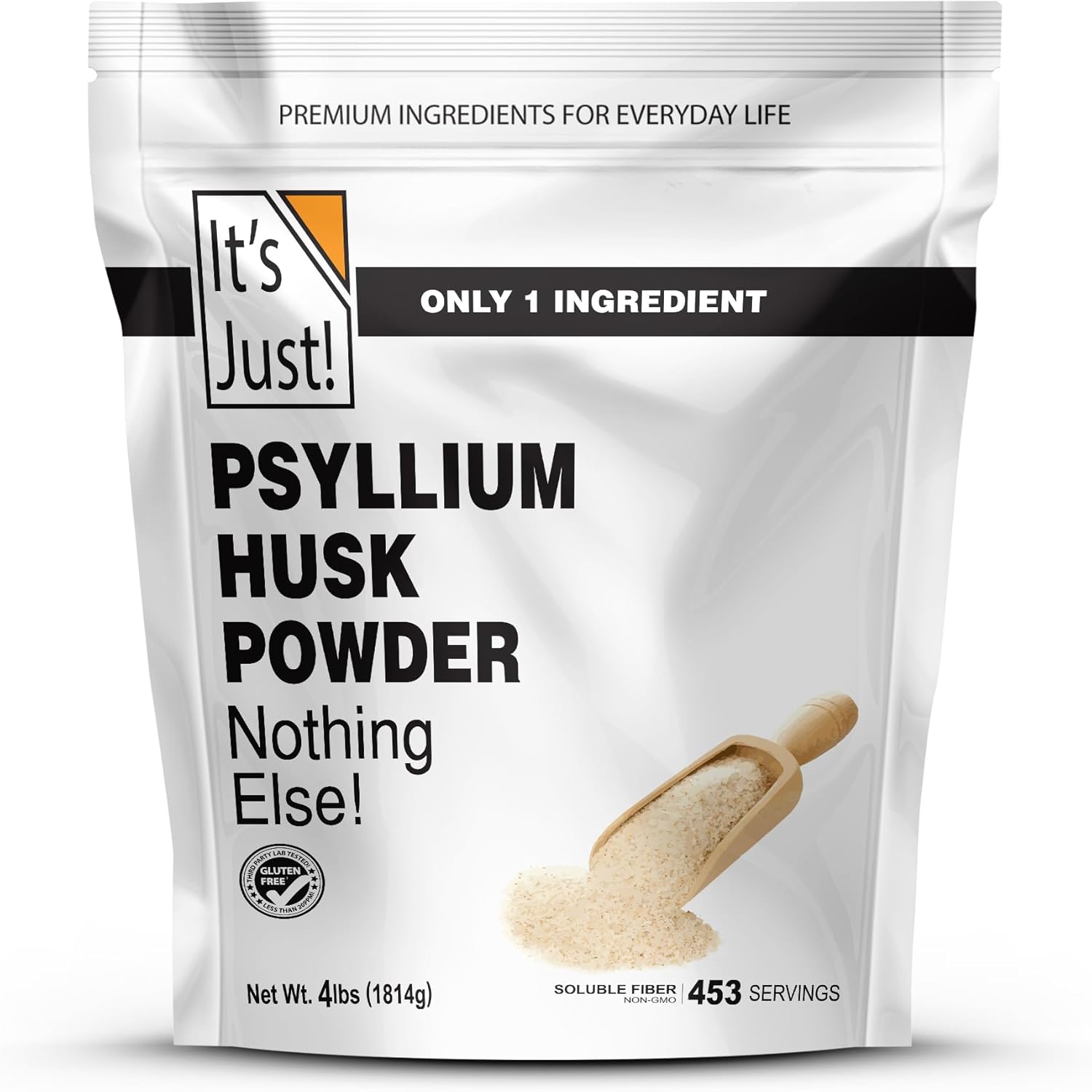 It's Just! - Psyllium Husk Powder, Easy Mixing Dietary Fiber, Cleanse Your Digestive System, Finely Ground Powder, Ideal for Keto Baking, Non-GMO (4 Pound (Pack of 1), Natural/No Added Flavor)