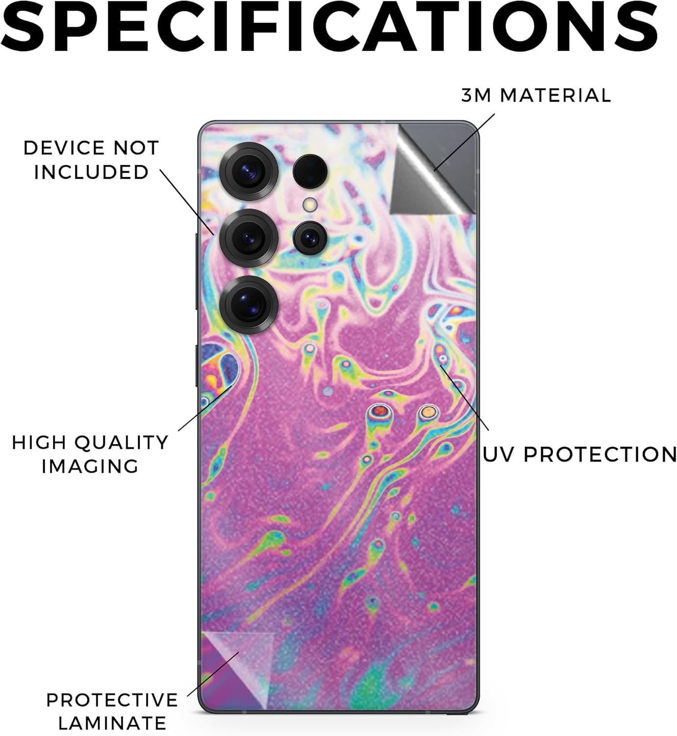 Glossy Glitter Phone Skin Compatible with Samsung Galaxy S25 Ultra - Magenta Wash - Premium 3M Vinyl Protective Wrap Decal Cover - Easy to Apply | Crafted in The USA by MightySkins