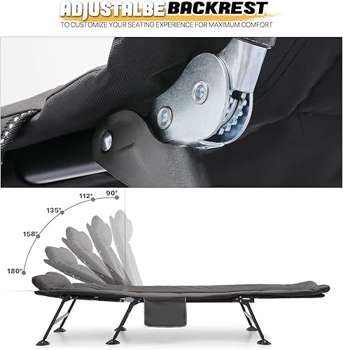 Miniatura 4 de MoNiBloom Camas de campamento para adultos, tumbona reclinable ajustable de 180 para exteriores con bolsa de transporte, cama de campamento portátil