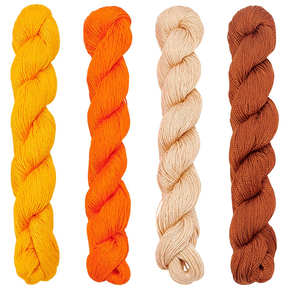 FREEBLOSS 4 Pcs Sashiko Thread Sashiko Skein 100 M*4 Colors(Sunset) Cotton Embroidery Thread Japanese Quilting & Embroidery Sashiko Kit Supplies Sewing Thread