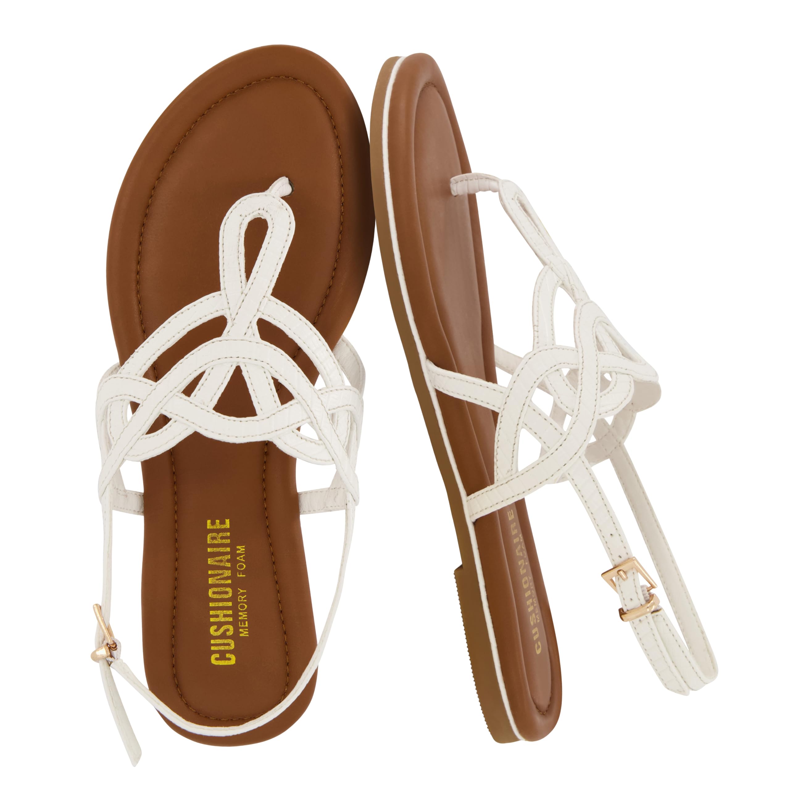 CUSHIONAIRE Women's Judit flat sandal +Comfort Foam, Wide Widths Available
