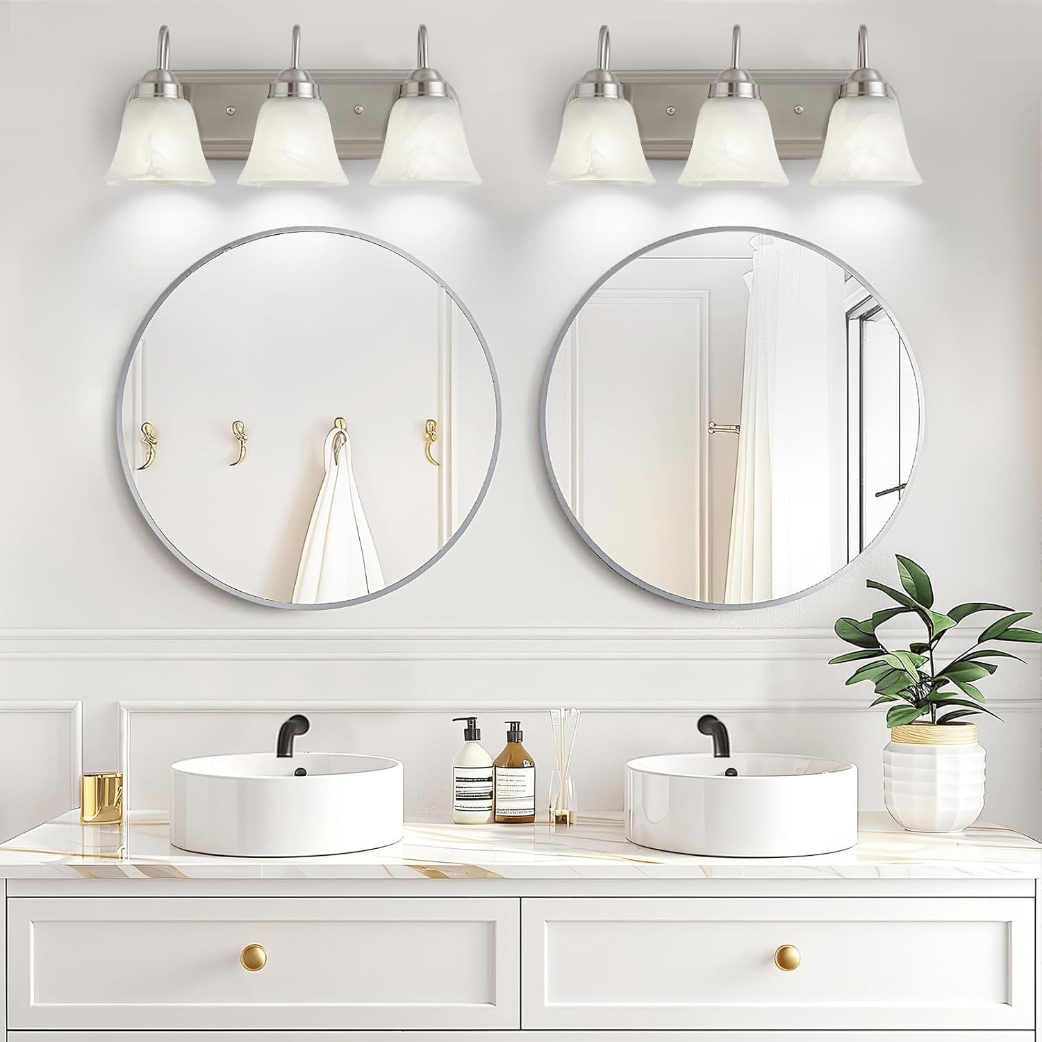 3 Light Bathroom Vanity Lights, Bathroom Light Fixtures Over Mirror, Modern Lighting Fixtures Brushed Nickel Wall Lamp Vanity Lights Apply for Mirror Living Room Cabinet Bedroom, Bulb Not Included