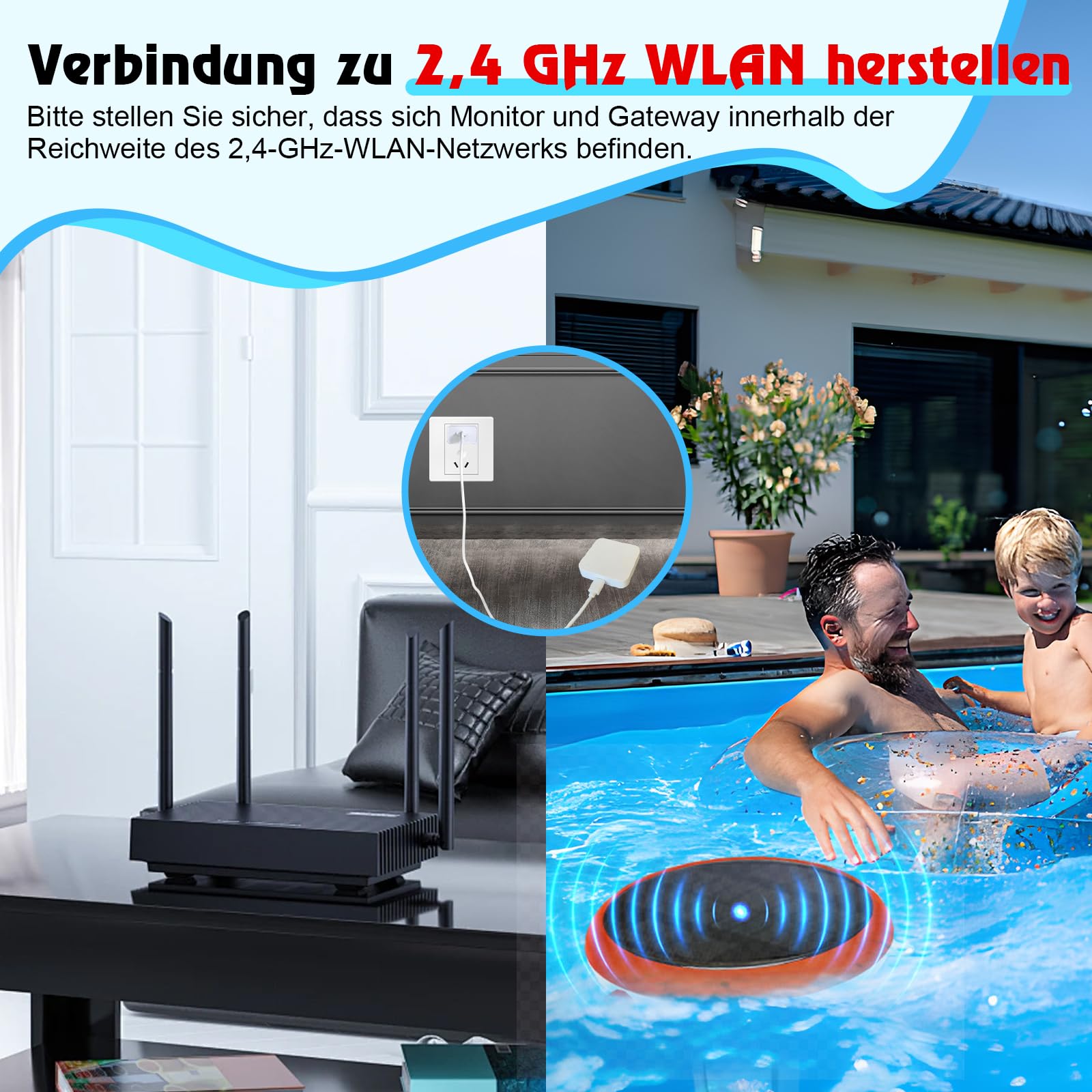 Pool pH Salz Monitor, WLAN pH Messgerät und Salzgehalttester, Intelligenter pH Salz TDS EC Temp Monitor für Schwimmbäder 5 in 1, Schwimmender Solarbetriebener Salzmonitor für Salzwasser Whirlpool Spa