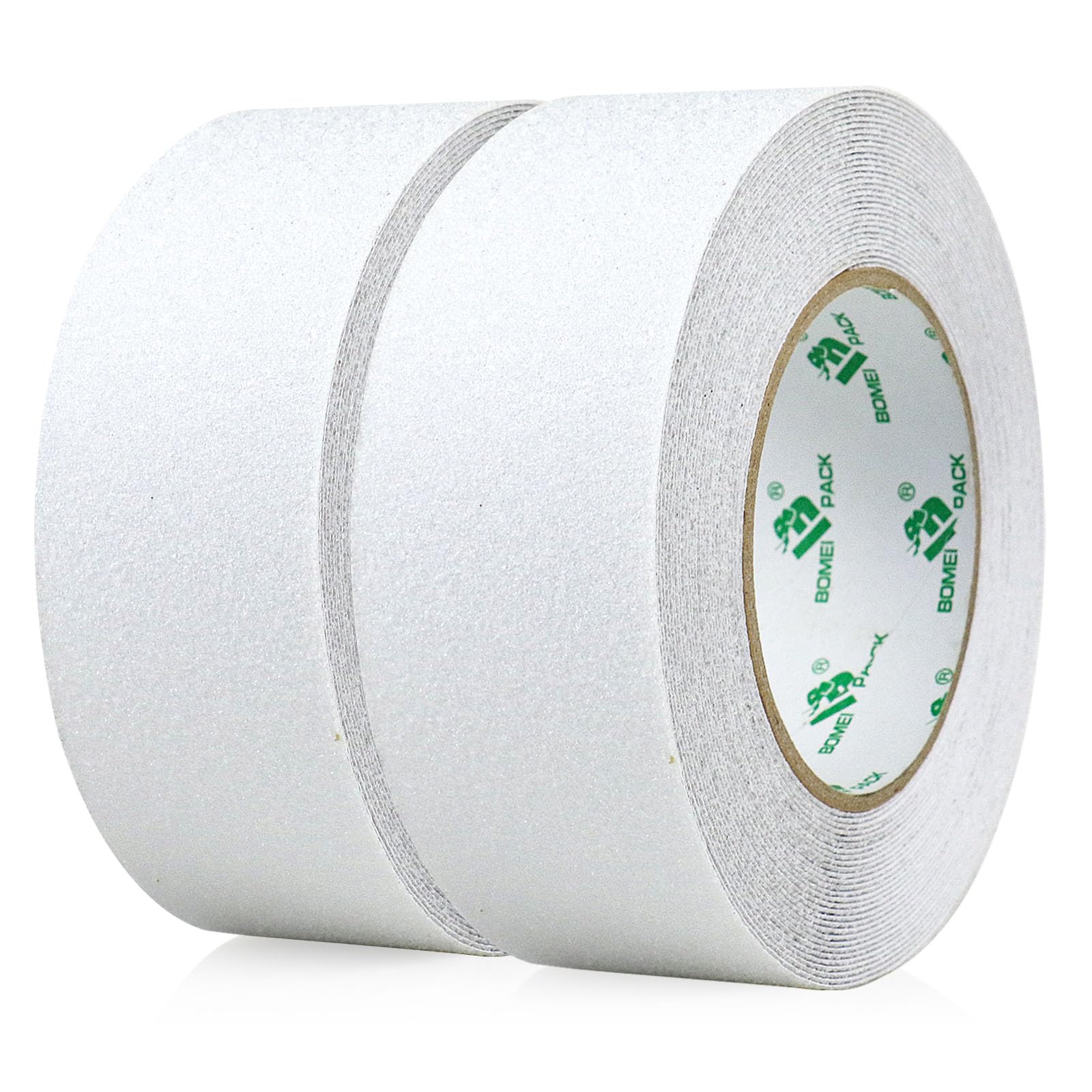 BOMEI PACK 2 Rollen Transparentes Antirutsch Klebeband 50mm*10m für mehr Sicherheit auf Treppen & Böden Korngröße: 60