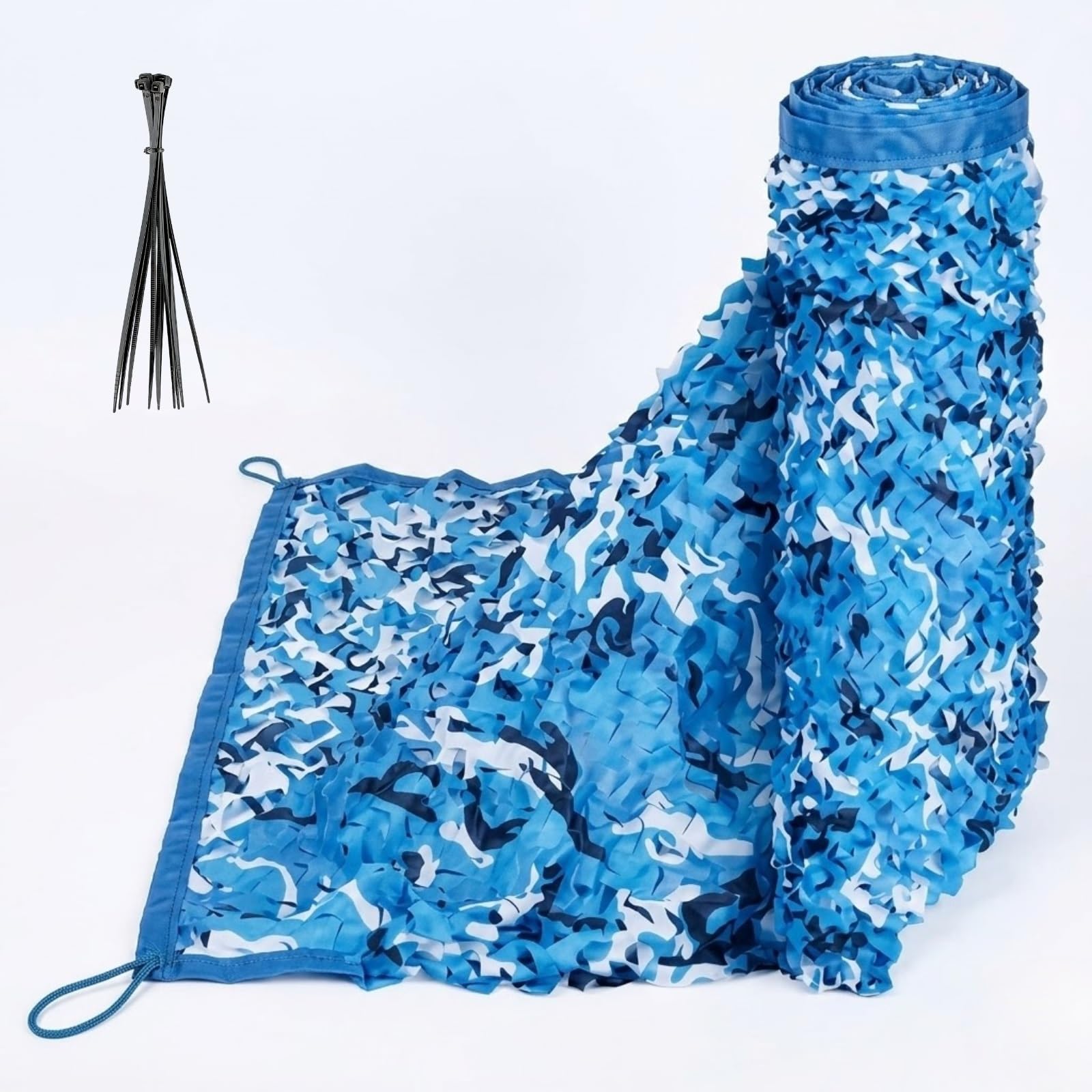 Red de Camuflaje Azul Océano para Sombra Exterior, Tela de Camuflaje Reforzada con Malla de Nailon, Toldo de Camuflaje para Piscina, Jardín, Terraza y Decoración (3x4m)(3X3.5m)