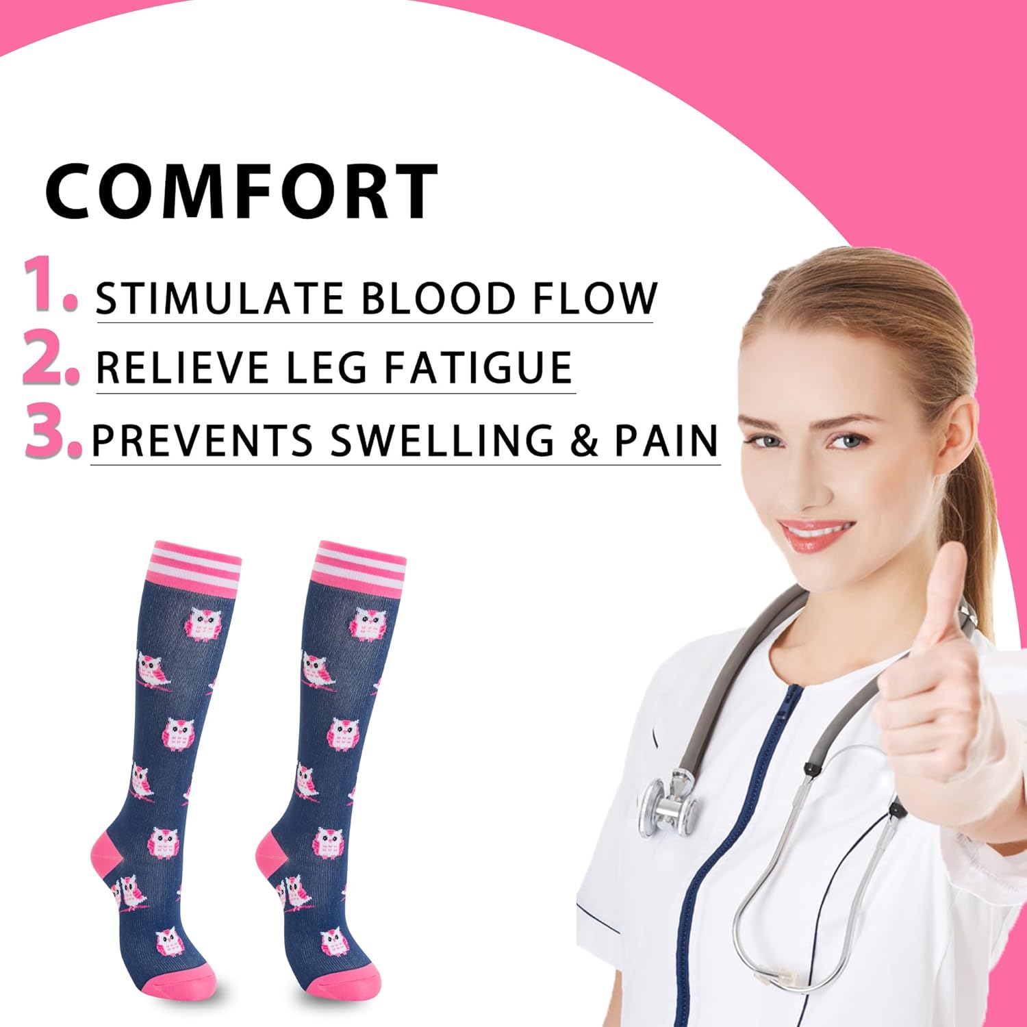 fenglaoda Compression Socks Women Men 6 Pairs, Knee High Best Support Circulation Socks for Running, Travel, Flight, Nurse - Image 2