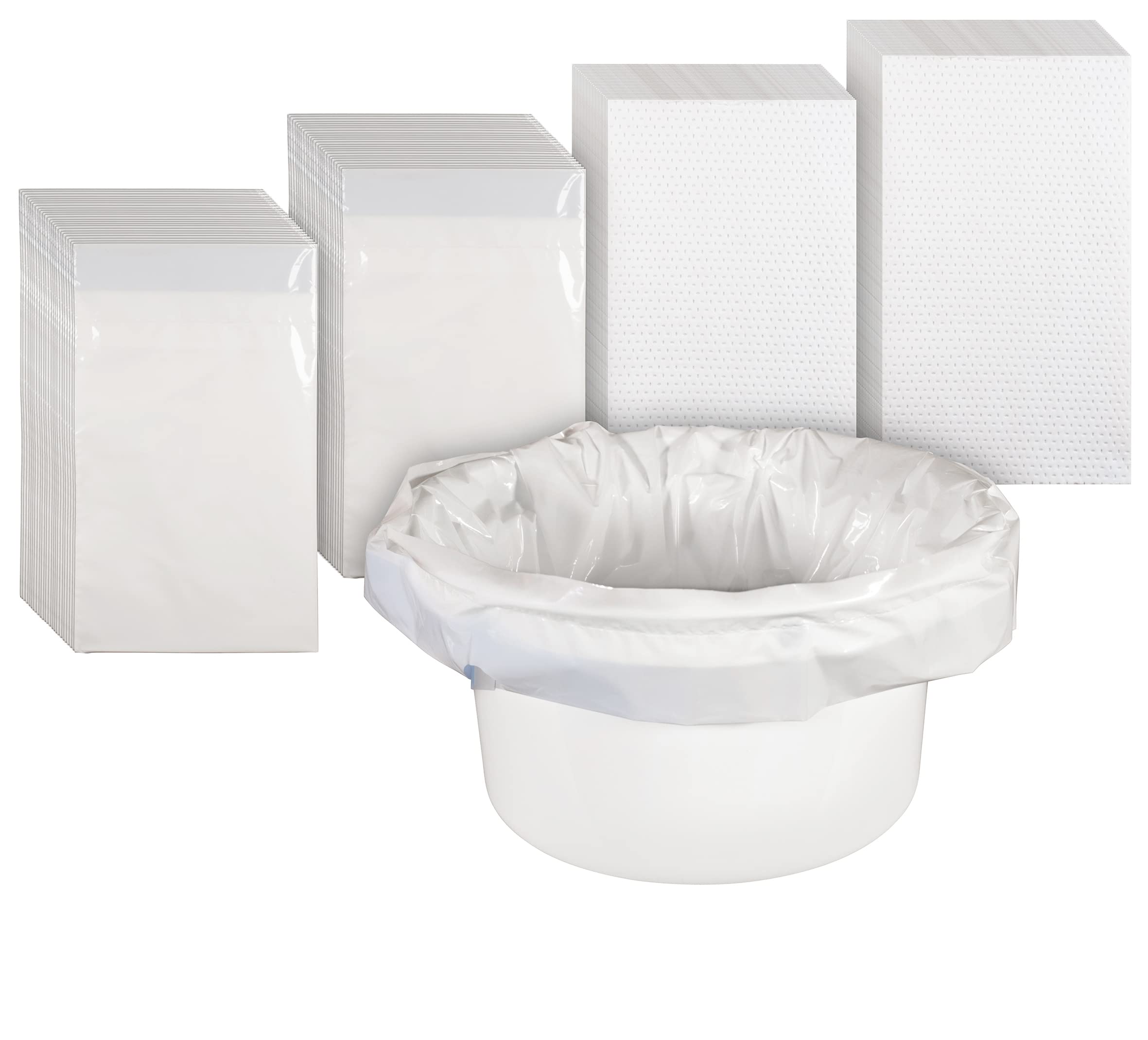 Aidapt Commode Liners with Absorbent Pads,Box of 50 Flat Packed.1000ml Absorbency,Fits Standard Commode Buckets,Biodegradable,Tie Handles,Sanitary,Leak Free,Odour Free,Convenient