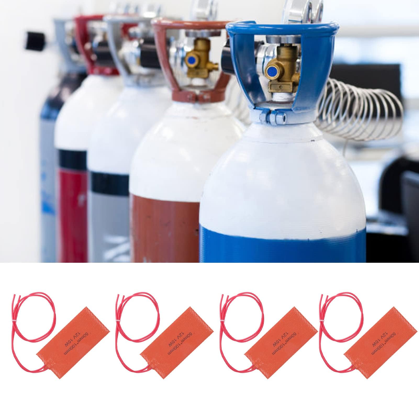 4 Uds Almohadilla Calefactora de Silicona Flexible 12V 15W, Manta Eléctrica de Goma de Silicona para Tambor de Aceite, Tuberías y Equipos Industriales, Mantenimiento de Temperatura