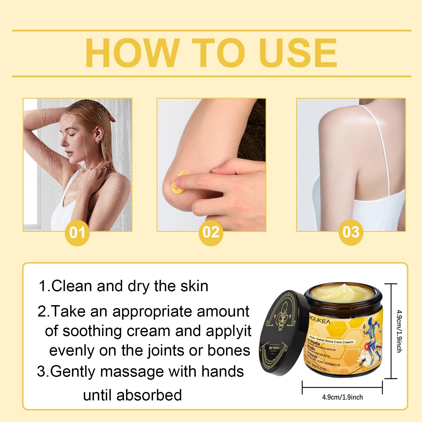 Botulinum Toxin and Bee Venom, Bee Venom Joint Gel, Natural Formula for Back, Neck, Hands, Knee - 2.12 OZ(2PCS)