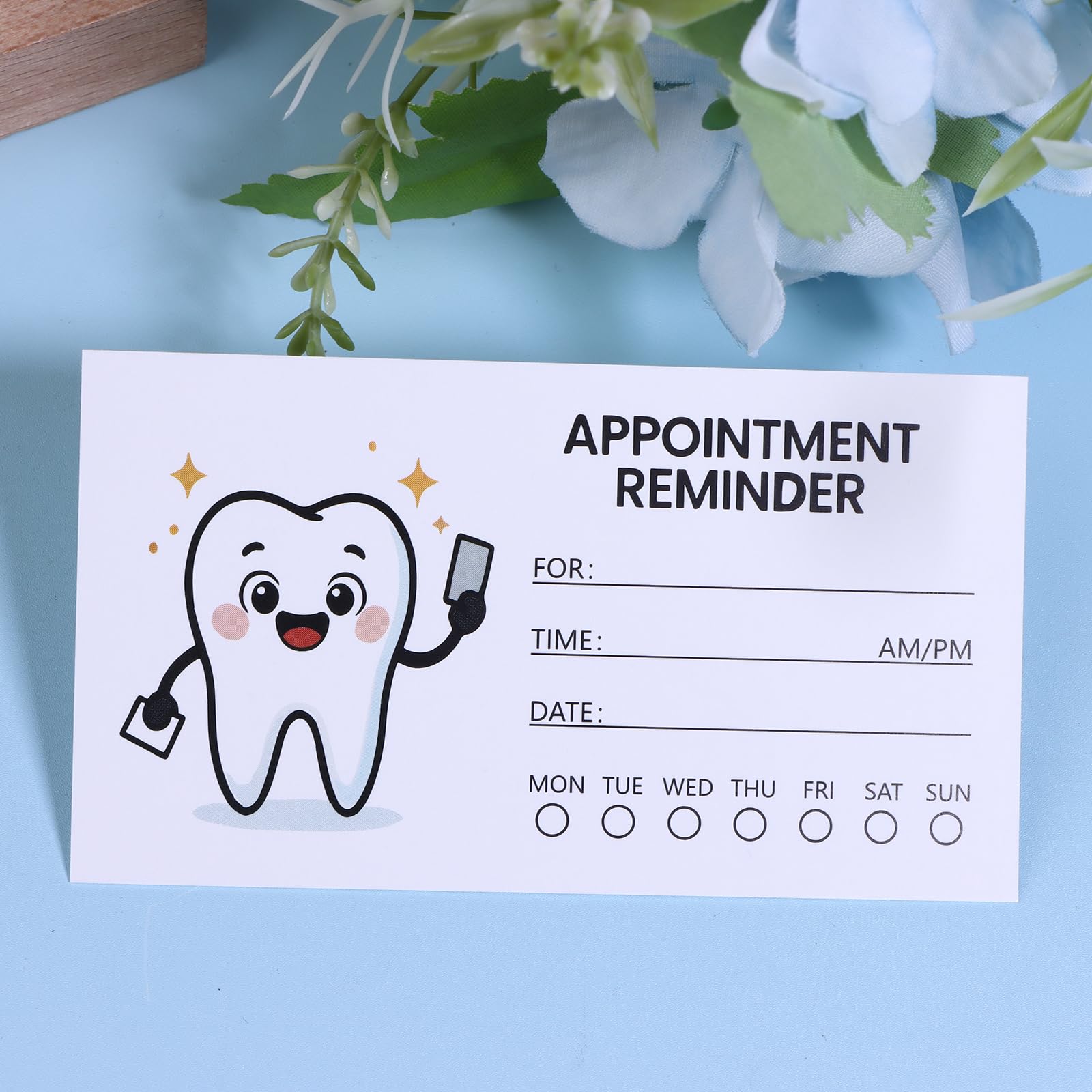 100 biglietti di promemoria per appuntamenti con design a dente, schede di notifica professionali per pazienti dentali con caselle di controllo, adatte per studio dentistico, regali dentali e schede