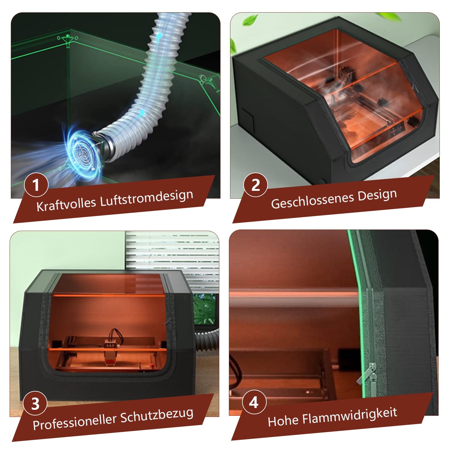 Lasergravierer Gehäuse 70 x 72 x 40cm, Schutzabdeckung für Poly Aluminium Folien Laserschneider, feuerfeste und staubdichte Sicherheitshaube mit Rauchabzugsöffnung Die Meisten Laserschneidmaschinen