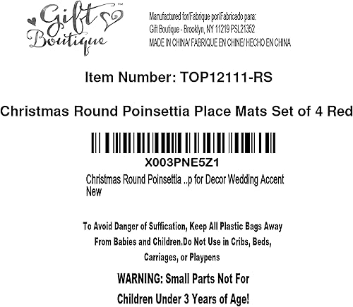 Miniatura 7 de Gift Boutique Juego de 4 manteles individuales redondos de Navidad de vinilo metálico rojo festivo, lavables para decoración de mesa de cena, 15
