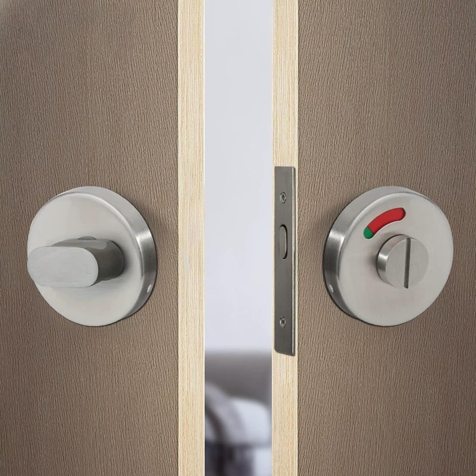 Wc rozet set vierkant rvs zwart met Rood/Wit Indicator 8mm | Toilet