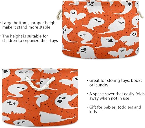 Miniatura 3 de Cesta de almacenamiento extra grande de dibujos animados de Halloween, cesta decorativa para la ropa sucia con asas, cesta de cuerda para ropa,