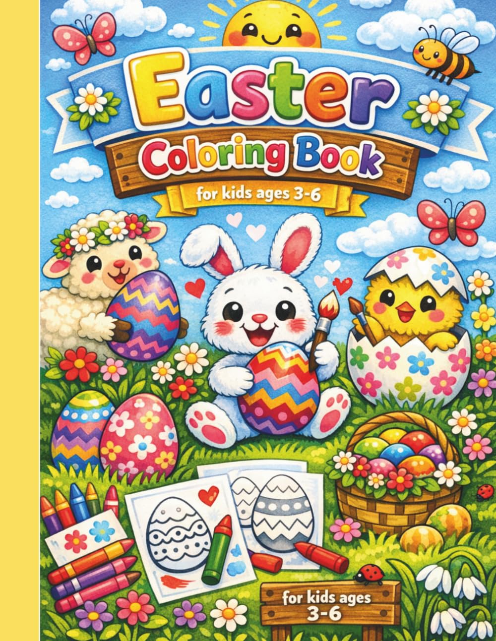 Easter Coloring Book for Toddlers Ages 3-6: Big Easy Cute Coloring Pages: Easter Bunny, Eggs, Chicks & Spring Fun