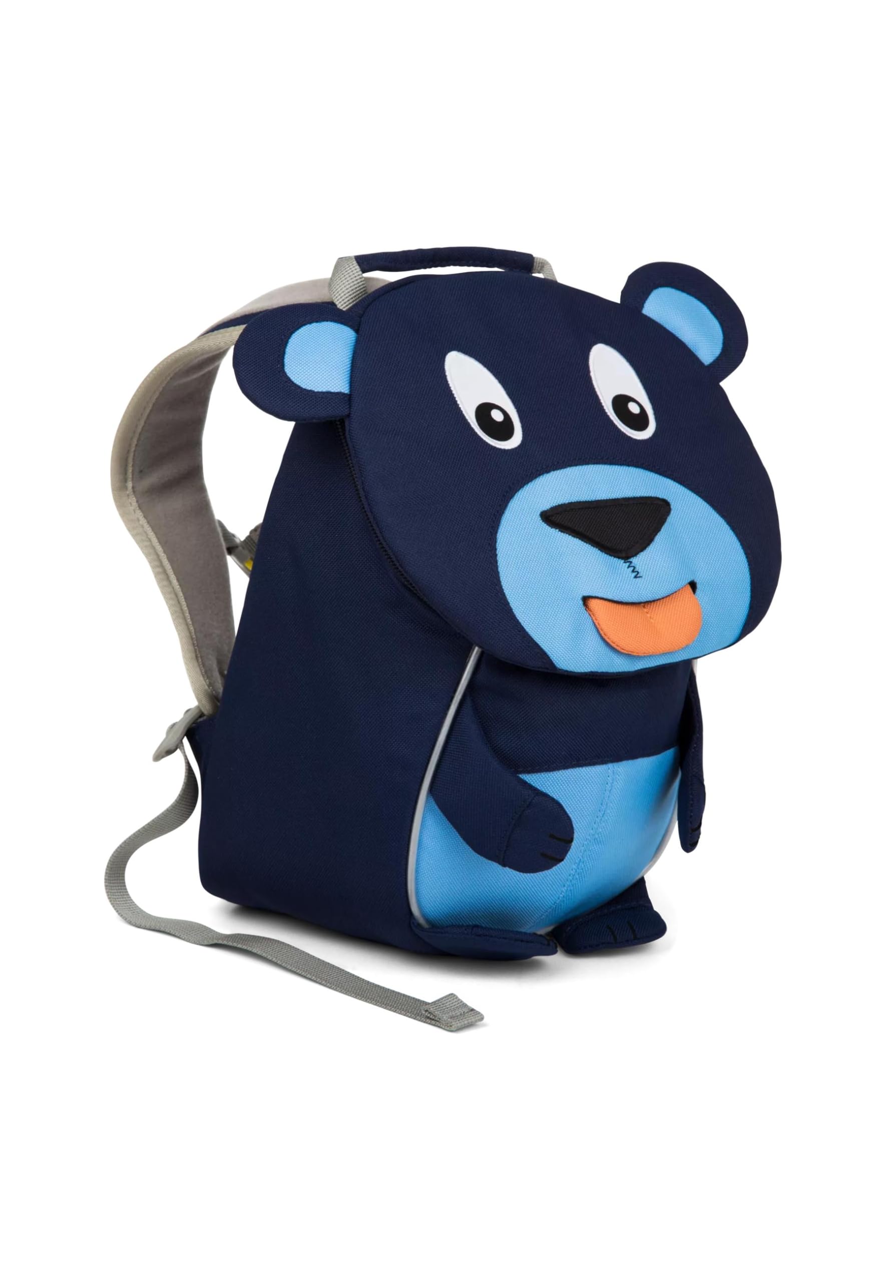 Affenzahn Kleiner Freund Kindergarten-Rucksack für 1-3 Jährige Ergonomisch Reflektierend Ziehzunge mit Namensschild Bär | Ergonomischer Kindergarten-Rucksack für Kinder von 1 bis 3 Jahren mit Reflektoren, Ziehzunge und Namensschild