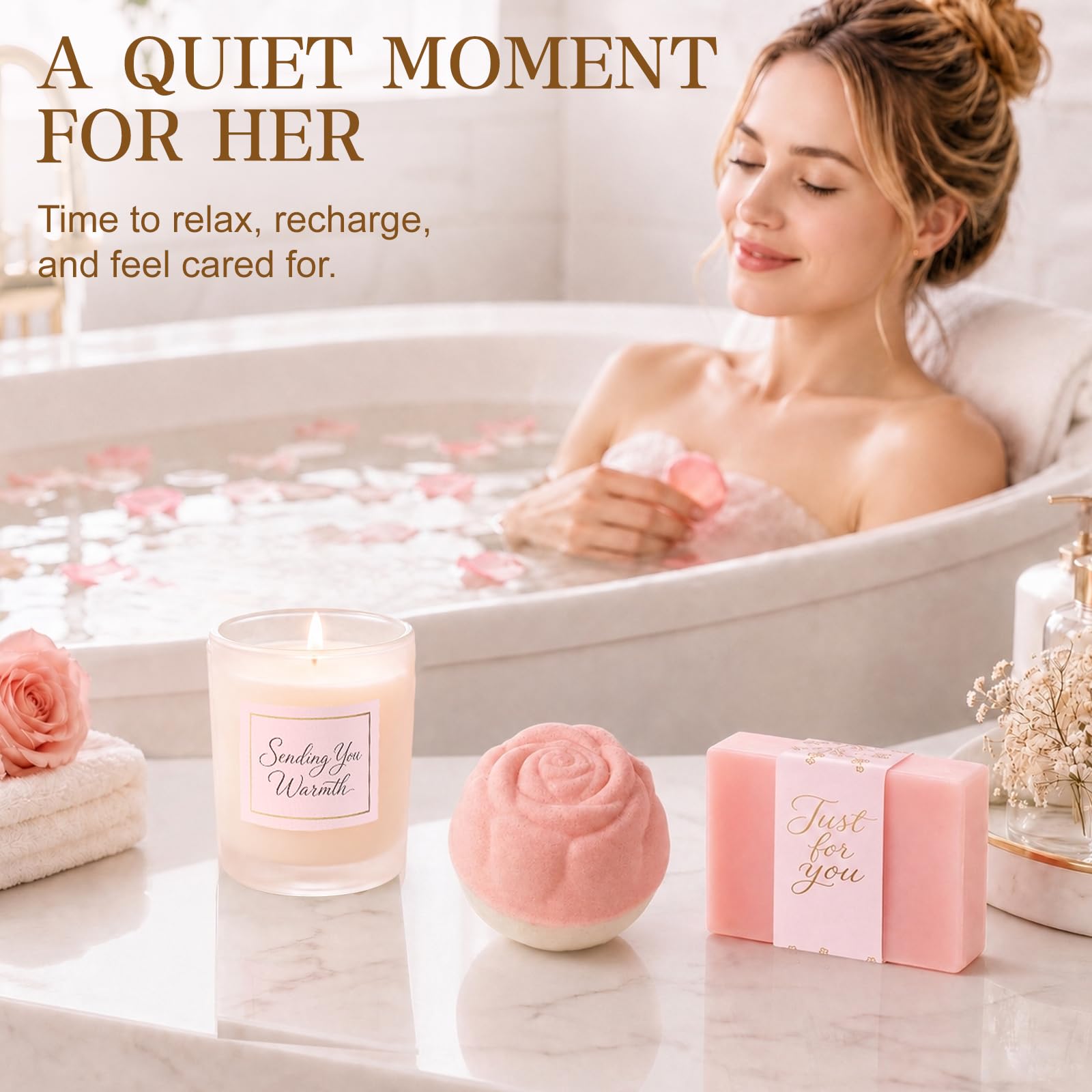 Regali di compleanno per donne, 14 pezzi cesto regalo di Natale per lei, pacchetto spa con rosa conservata e tazza in ceramica, guarisci presto, pensando a te, grazie per mamma, moglie, sorella amica