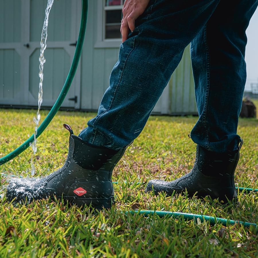 Showave Men's Short Rubber Boots Waterproof Rain Boots Insulated Working Booties with Comfortable Sports Sole - Image 2