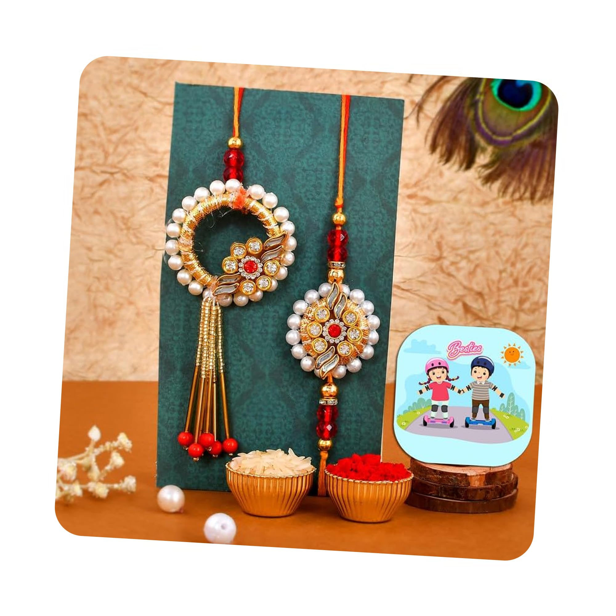 CraftVatika Chocolate Candy Rakhi for Brother and Bhabhi Evil Eye Rakhi Set for Brother Bhaiya Bhabhi Bhaiya Bhabhi Rakhi Combo with Sweet Candy Rice/Chawal Rakshabandhan Rakhis Set of 2-image-31