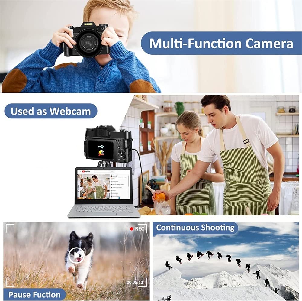 Aparat cyfrowy, aparaty fotograficzne, Odwróć ekran 4K Selfile kamera Stream obiektyw makro Vlog wideorejestrator fotografia 48MP aparat cyfrowy szerokokątny Przenośny do podróży i dobra żywotność bat