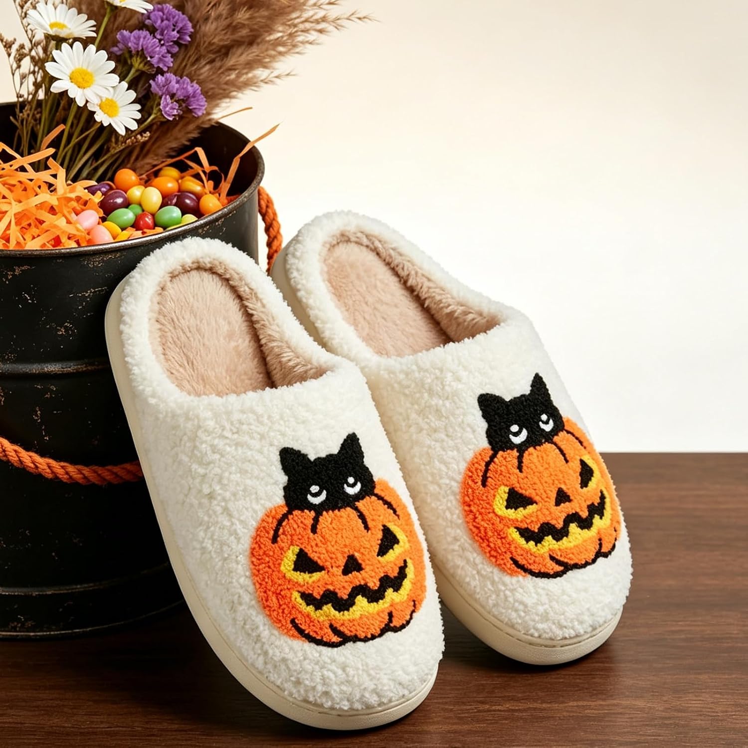 Cute Bow House Slippers Memory Foam Fuzzy Shoes for Women Non-Slip Warm Indoor Outdoor image 3