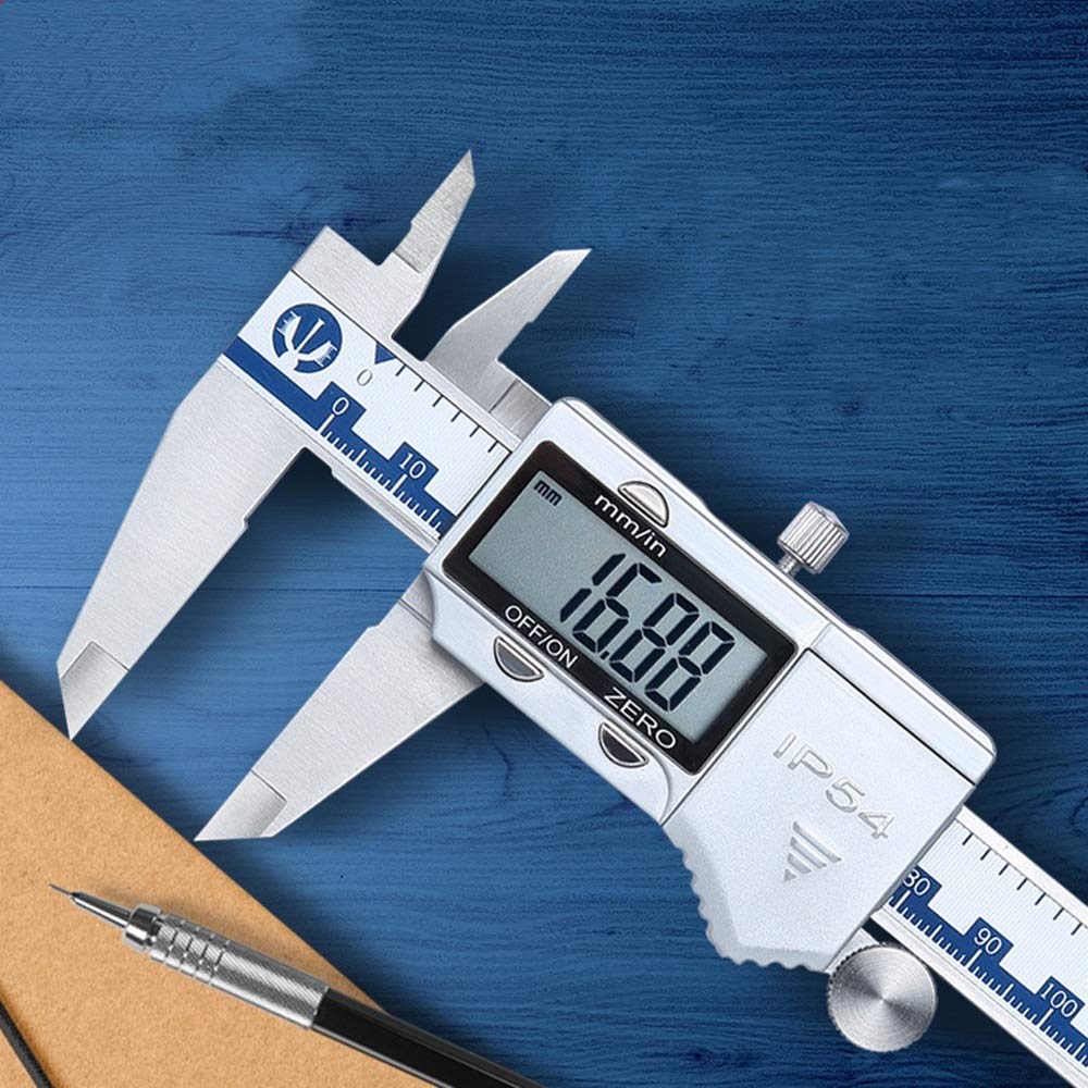 Elektroniczna suwmiarka cyfrowa suwmiarka elektroniczna suwmiarka cyfrowa IP54 wodoodporna 150 mm wysokiej precyzji stal nierdzewna do użytku domowego i przemysłowego (kolor: Biały, rozmiar: Jeden rozmiar)