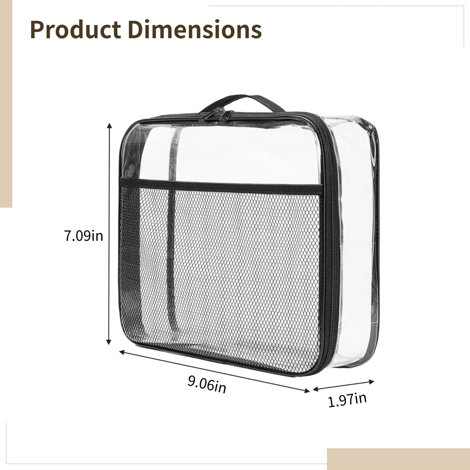 4 sacs de rangement pour jouets imperméables, pochettes organisatrices transparentes à fermeture éclair, contenants en PVC avec poignées et poche frontale en filet, organiseurs pour chambre et voyage