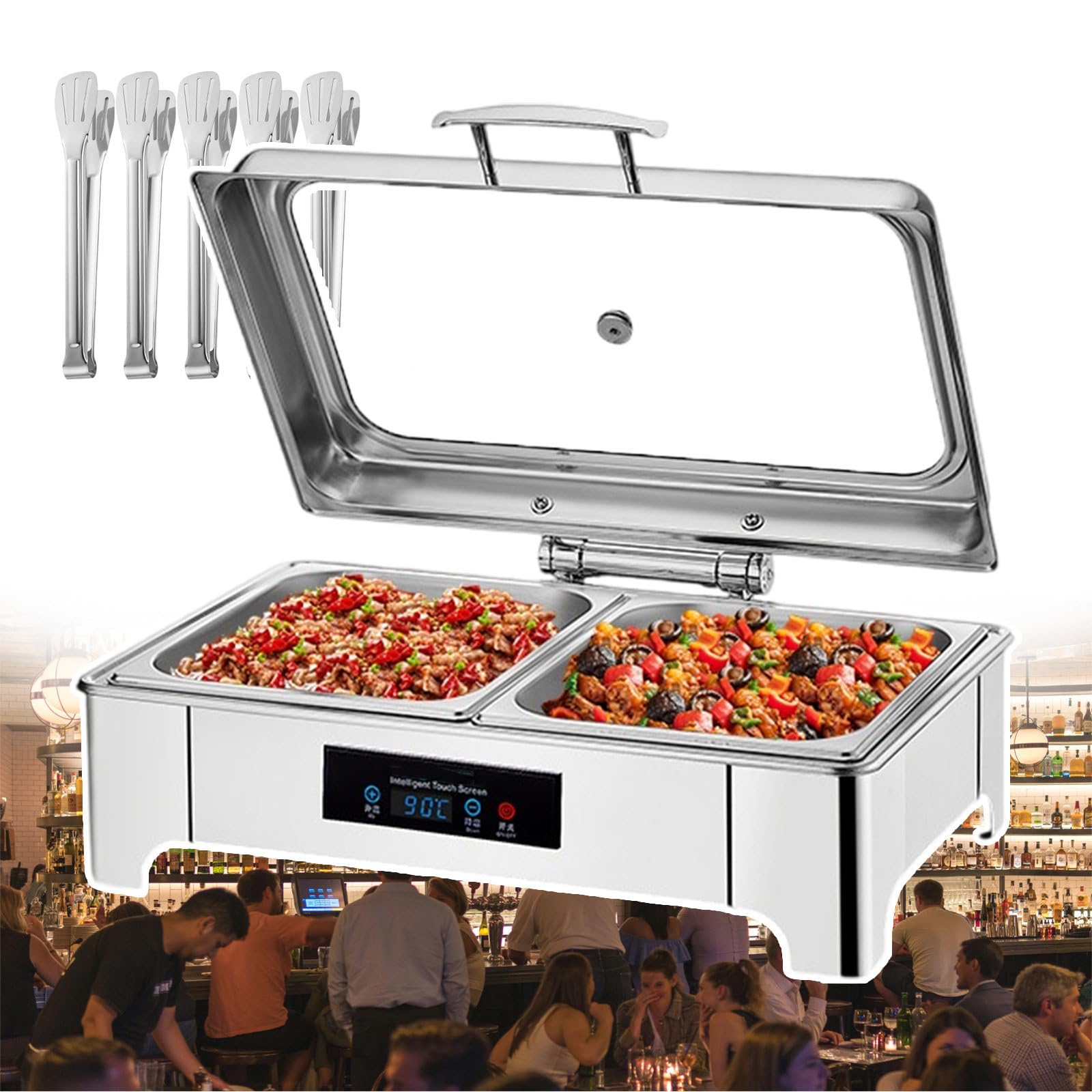 Scaldavivande Elettrico Da 13,5 Litri, Set Da Buffet, Scaldavivande Commerciale Con Display A Led, Riscaldatore Per Alimenti Di Grande Capacità Per Cucina, Sala Da Pranzo, Catering, Banchetti, Picnic