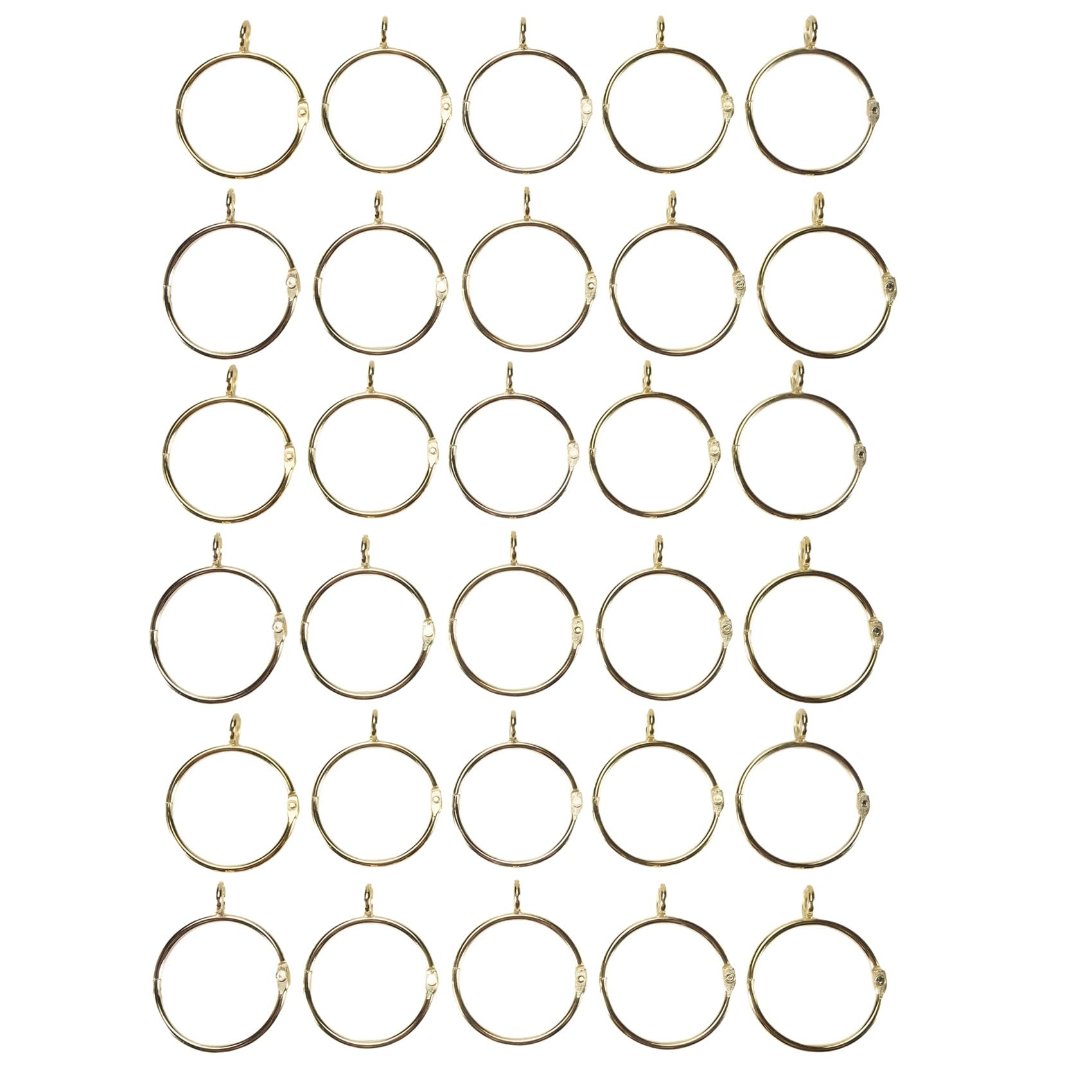 CTRLZS 30 Pcs Openable Gold Curtain Rings Open and Close Metal Rustproof Drapery Loops with Eyelet for Hook Pins (1.5 Inch)