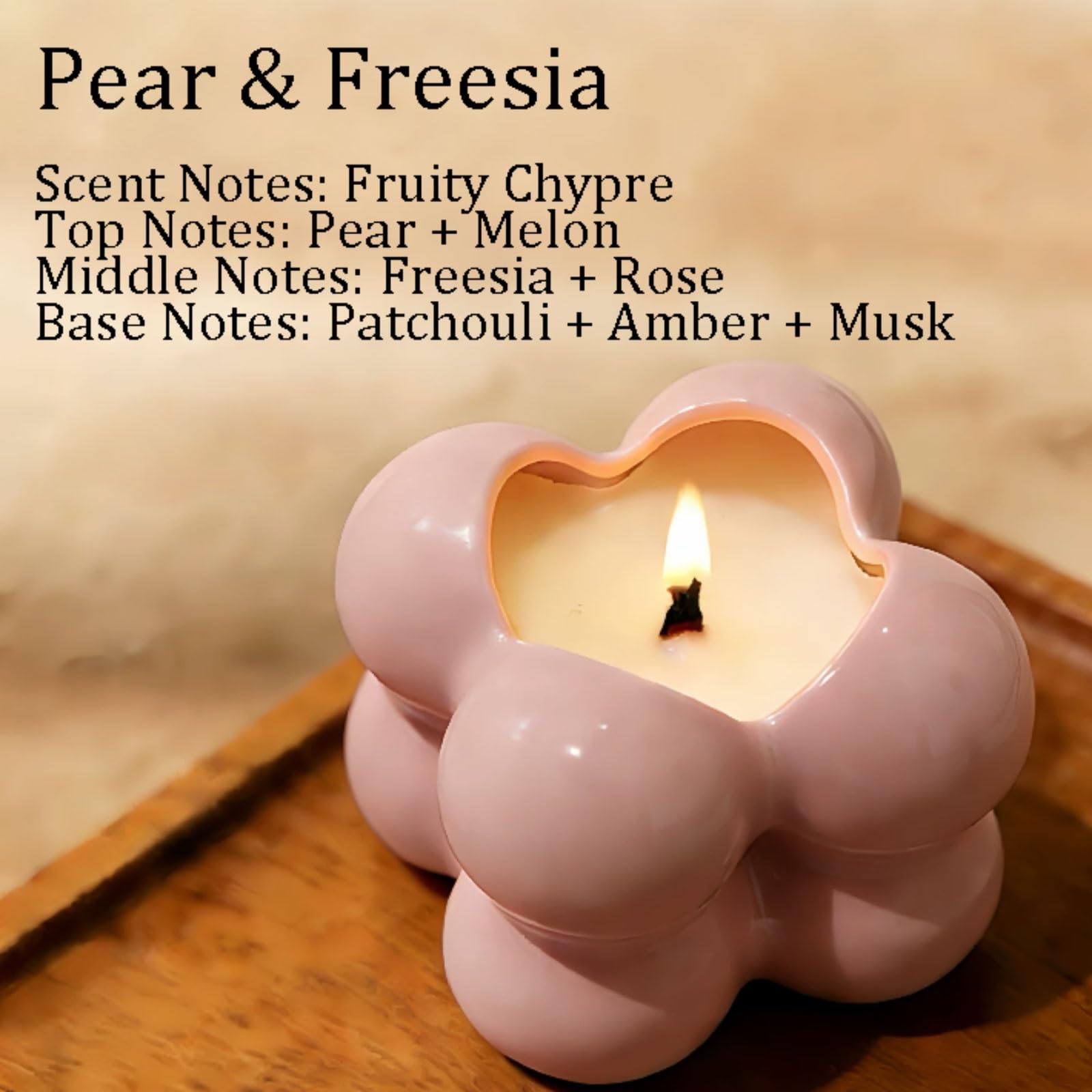 Exquisito Velas de cerámica hechas con cera de soja y aceites esenciales botánicos, vela de aromaterapia reutilizable, color morado de larga duración meloso(Pear Freesia)