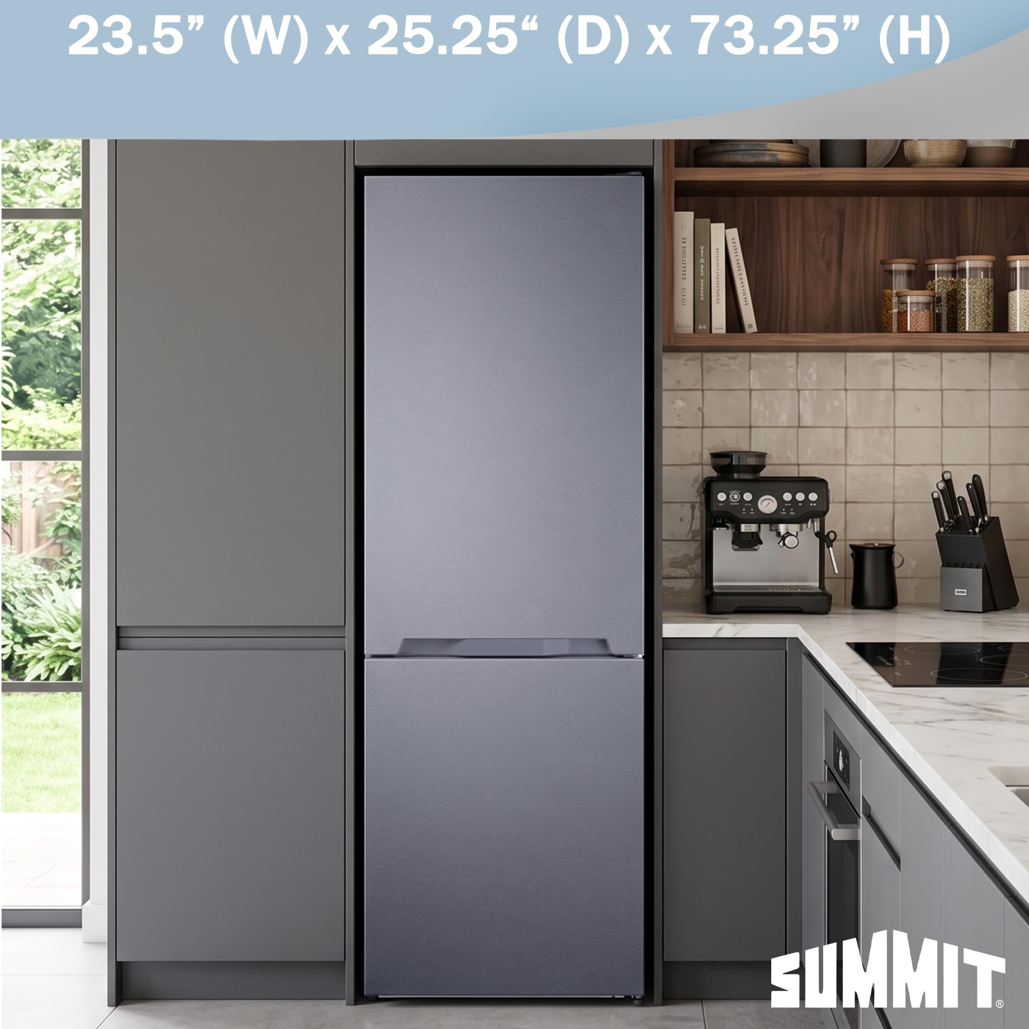 Summit 24" Bottom Freezer Refrigerator, Counter Depth Refrigerator- Freezer, With, Ice Maker, Stainless Steel - Ffbf124ssim (Right Hand Door) on Fridge.com - View 5