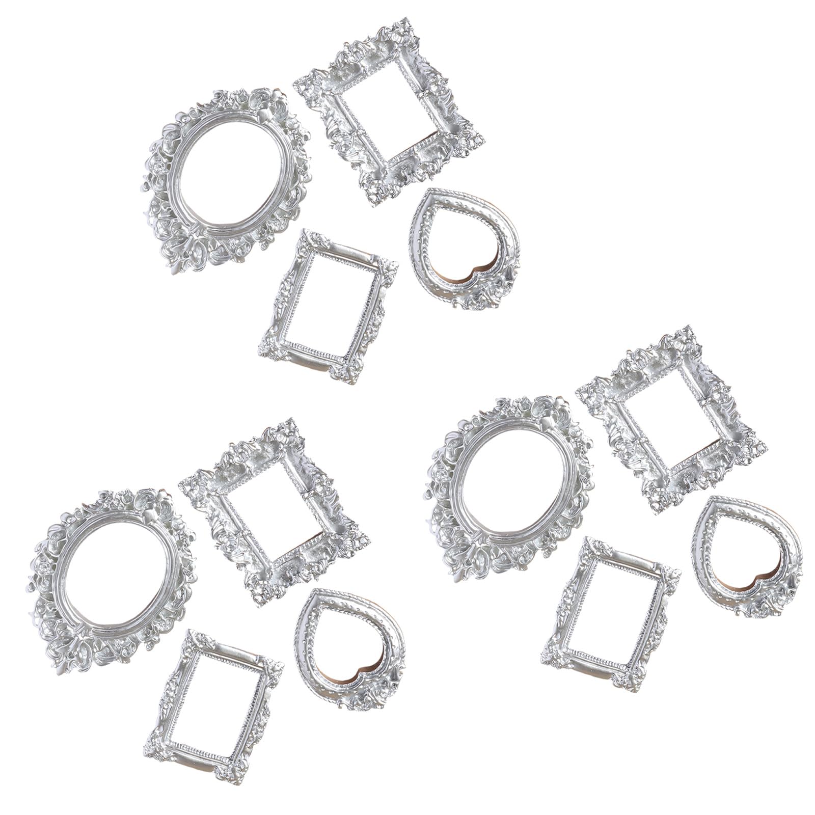 12 Elegant Resin Small Photo Frames, Intricate Carved Antique Jewelry Frames, Home Office Decor, Wall Hanging Miniature