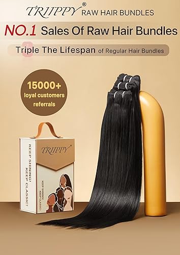 Miniatura 3 de TRIIPPY Paquetes de cabello humano crudo, triple vida útil que el cabello virgen normal. N 1 en ventas de paquetes de cabello crudo (18, 20, 22