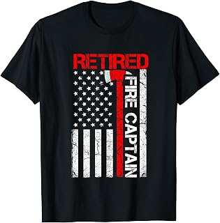 Retired Firefighter Fire Captain Retirement American Flag T-Shirt