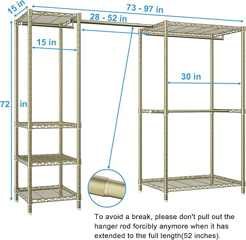 Miniatura 2 de Ulif Perchero E10 (con barra de suspensión elástica), percheros independientes para colgar ropa, sistema organizador de armario ajustable, perchero