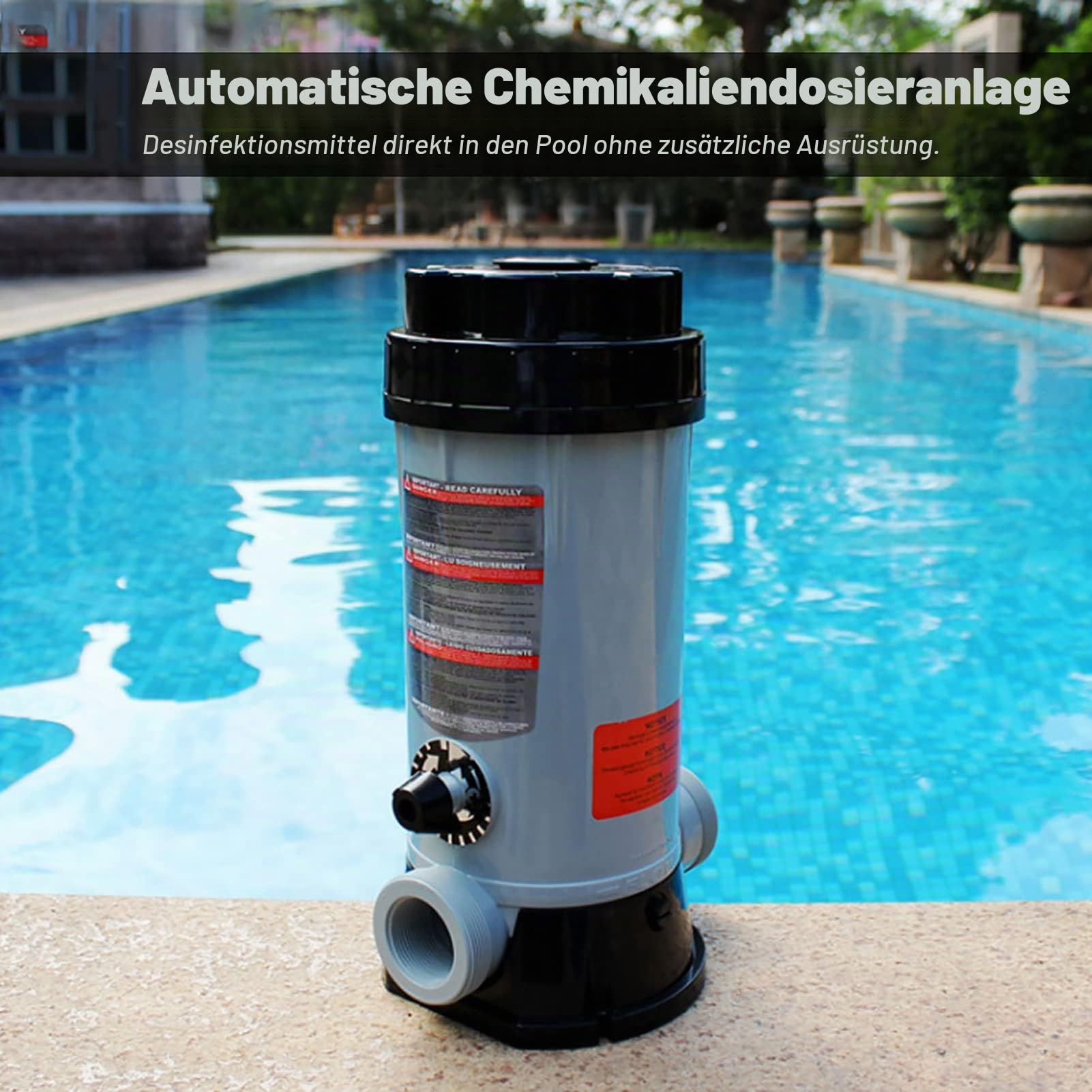 CL-200 Chlorspender Chlorinator mit automatischer Dosierung, Desinfektionsgerät für Pool Schwimmbäder, Spa-Pooldesinfektion für klareres Wasser